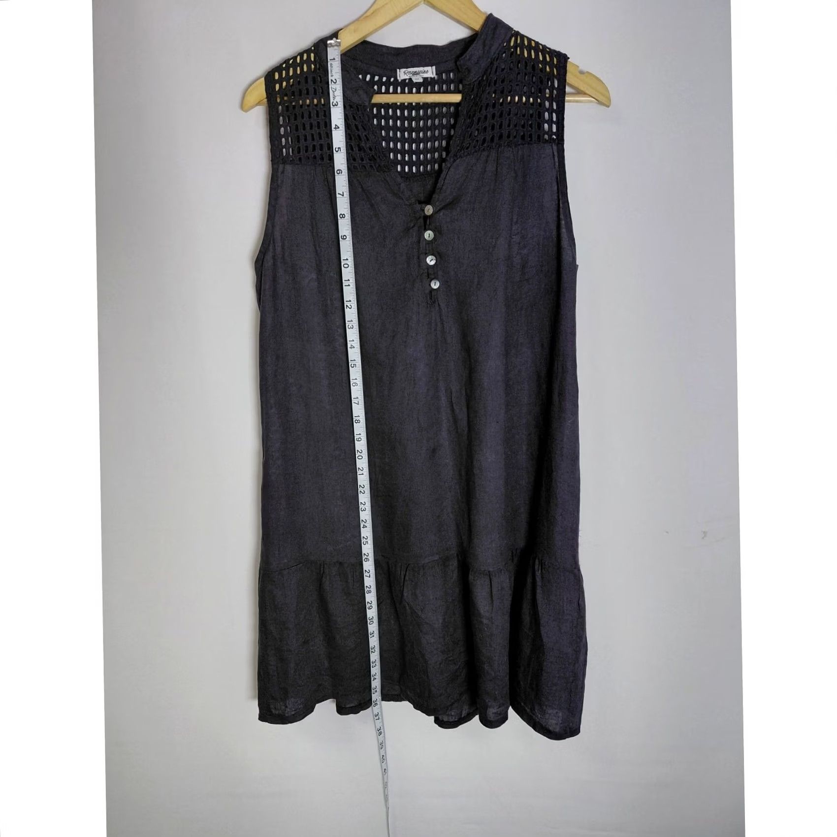 Vintage Rosemarine Dress M Black Sleeveless Collared Solid Women Made in Italy Size M / US 6-8 / IT 42-44 - 6 Thumbnail