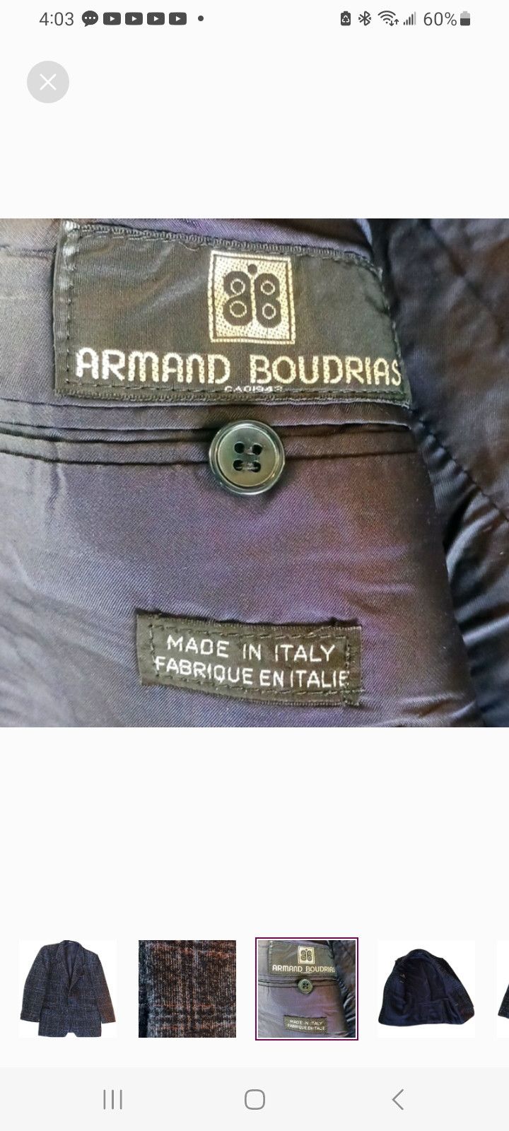 Other Vintage Armand Boudrias Men's Sports Blazer Size 40R - 4 Thumbnail
