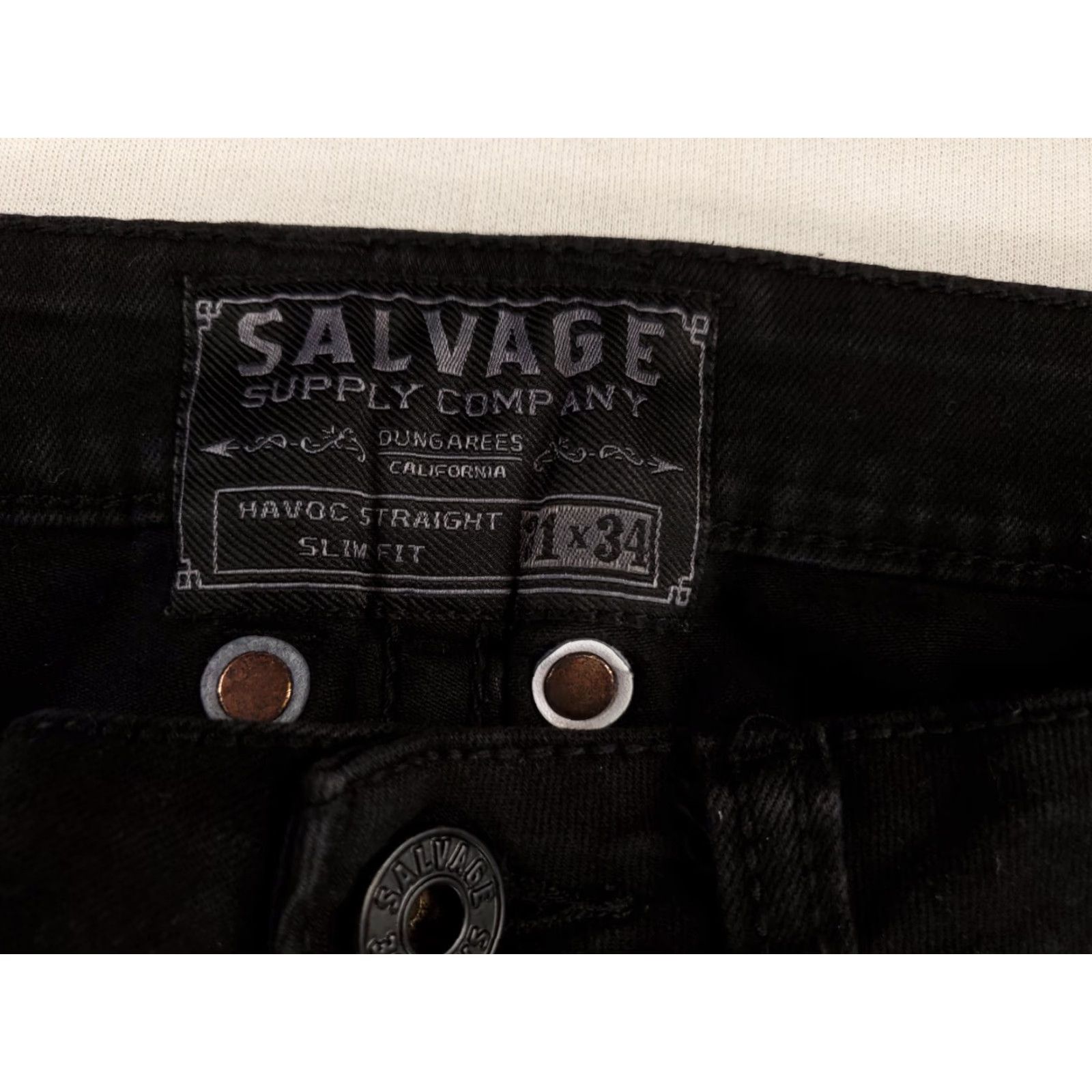BKE VINTAGE Salvage BKE Buckle Jeans Black Havoc Straight Slim Fit Mens 31 x 34 Size US 31 - 5 Thumbnail