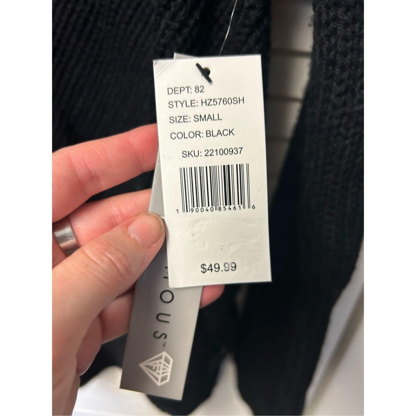 Almost Famous Absolutely Famous Macy's NWT Chunky Knit Tye Black Sweater, Size S / US 4 / IT 40 - 4 Thumbnail