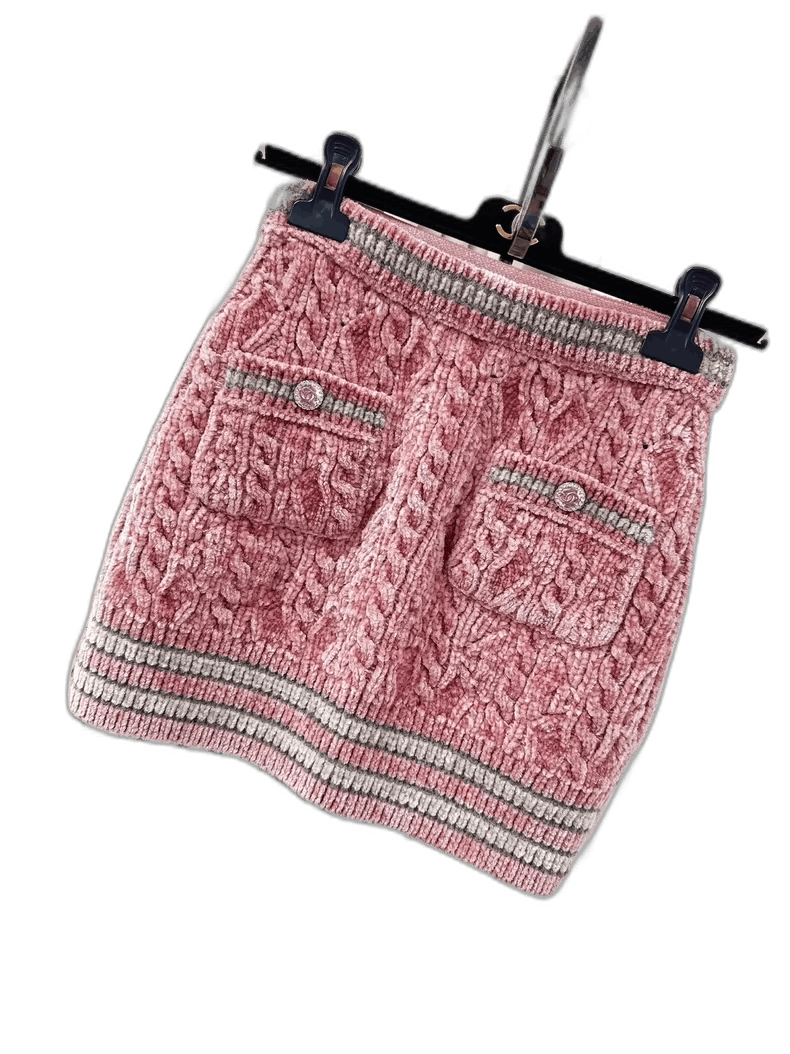 Chanel Chanel Pink Velvet Skirt Size 34 Size 34" / US 12 / IT 48 - 1 Thumbnail