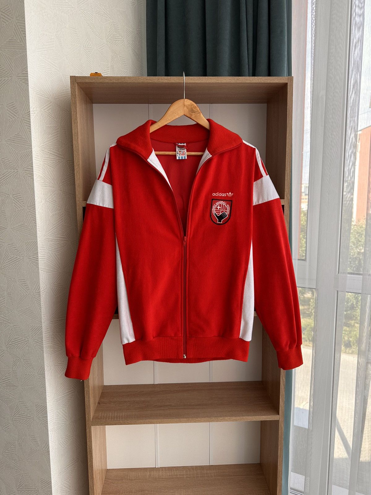 Vintage Adidas Suisse Handball Sportswear Red Hoodie