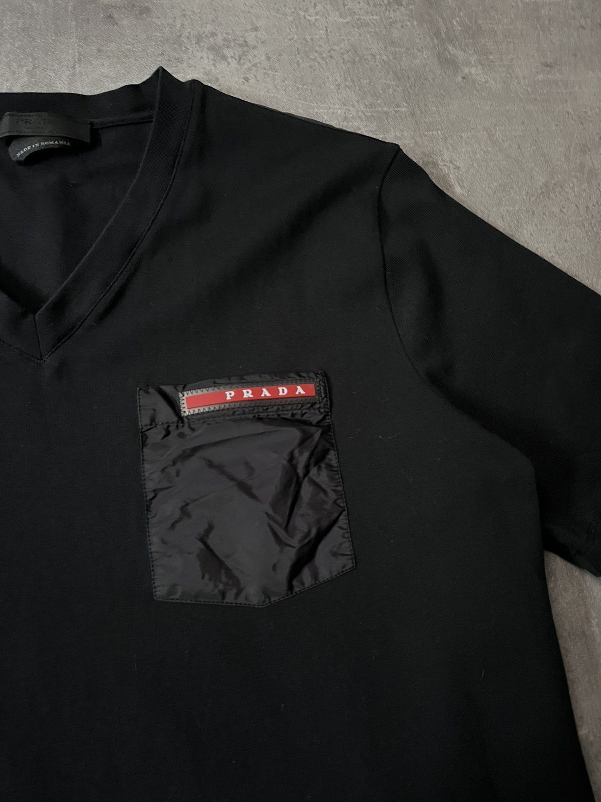 Prada Prada V-neck T-shirt nylon pocket black Size US S / EU 44-46 / 1 - 2 Thumbnail