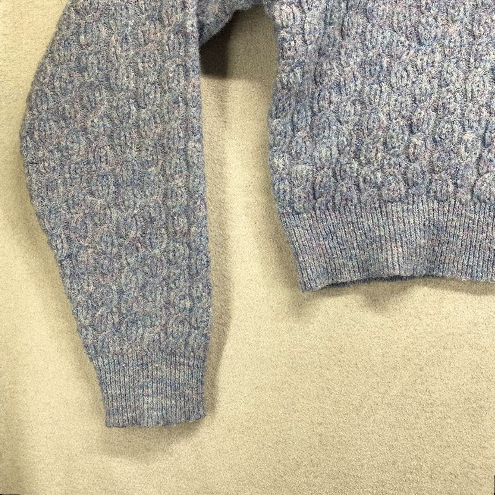 Vintage Women's Wool Blend Sweater Medium Blue Crew Neck Cable Knit Cropped Le Lis Size M / US 6-8 / IT 42-44 - 6 Thumbnail
