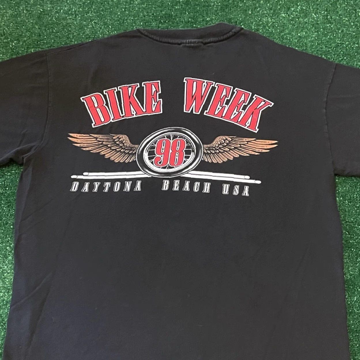 Vintage VINTAGE 90s Daytona Beach Bike Week Eagle Biker VTG 1998 Shirt Mens L Black Size US L / EU 52-54 / 3 - 2 Thumbnail