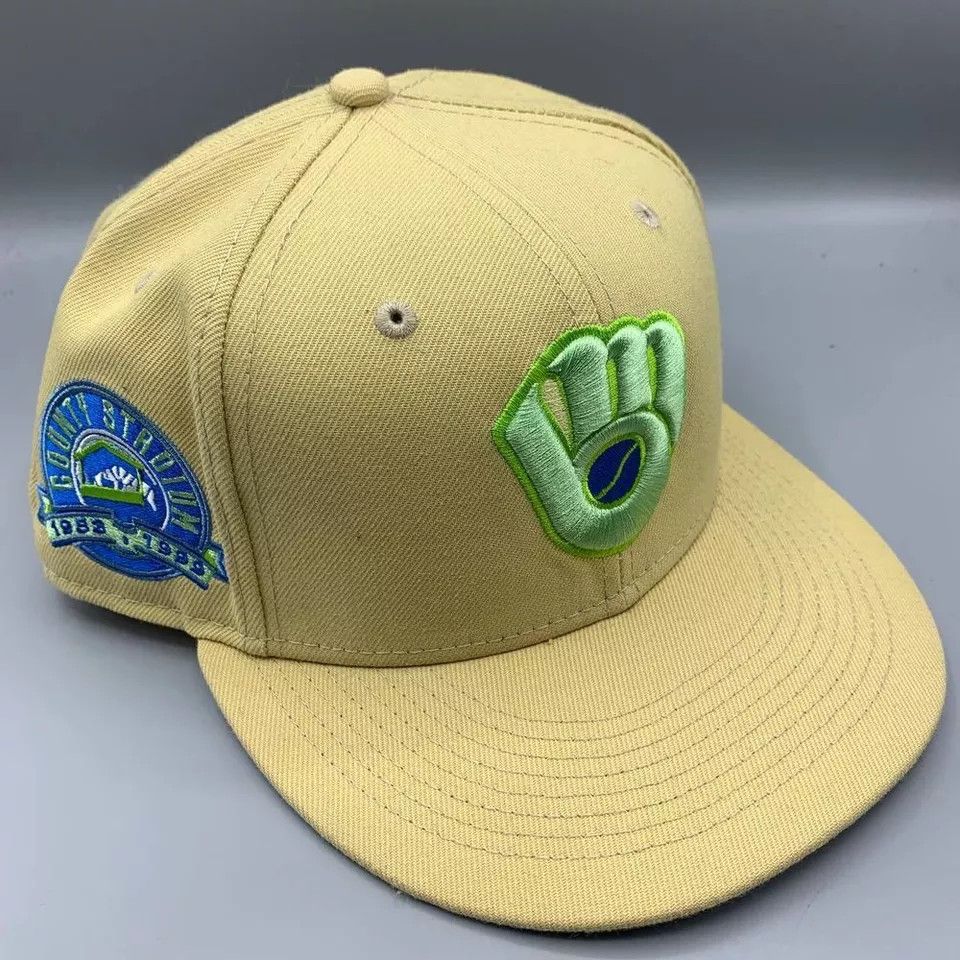 New Era Milwaukee Brewers Hat Men 7 1/2 59Fifty New Era Fitted Cap Size ONE SIZE - 8 Thumbnail
