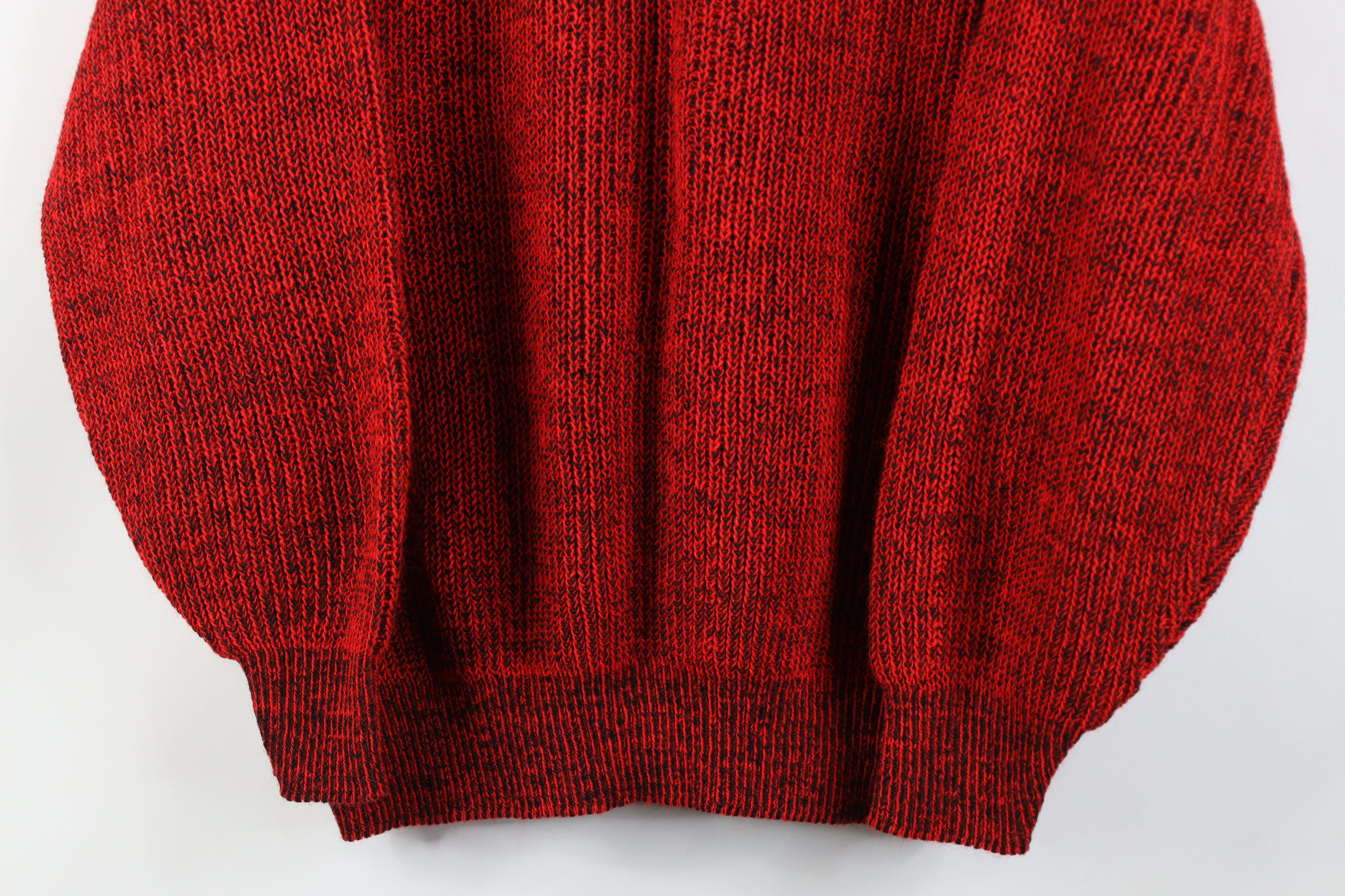 Vintage Vintage 90s Streetwear Ribbed Knit Crewneck Sweater Red USA Size L / US 10 / IT 46 - 3 Thumbnail