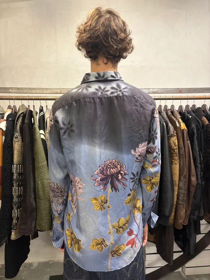Gucci × Vintage SS2003 Gucci by Tom Ford Blue Floral Silk Button Up Long Sleeve Shirt Size US L / EU 52-54 / 3 - 4 Thumbnail