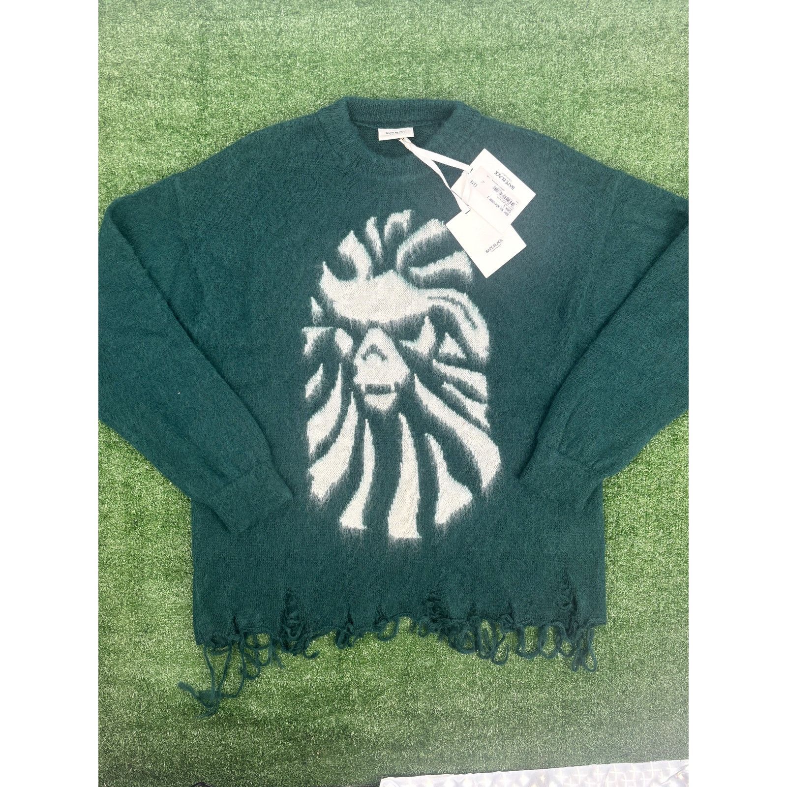 Bape BAPE Black Japan Green Mohair Distressed Sweater Size Large Size US L / EU 52-54 / 3 - 1 Thumbnail
