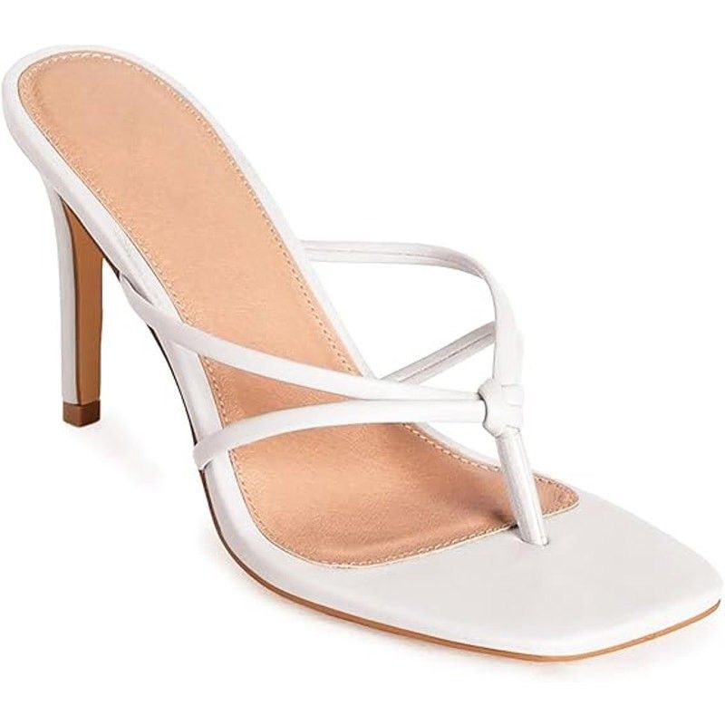 Other Coutgo Women's Size 8 White Strappy 4" Heel Thong Sandals Size US 8 / IT 38 - 1 Thumbnail