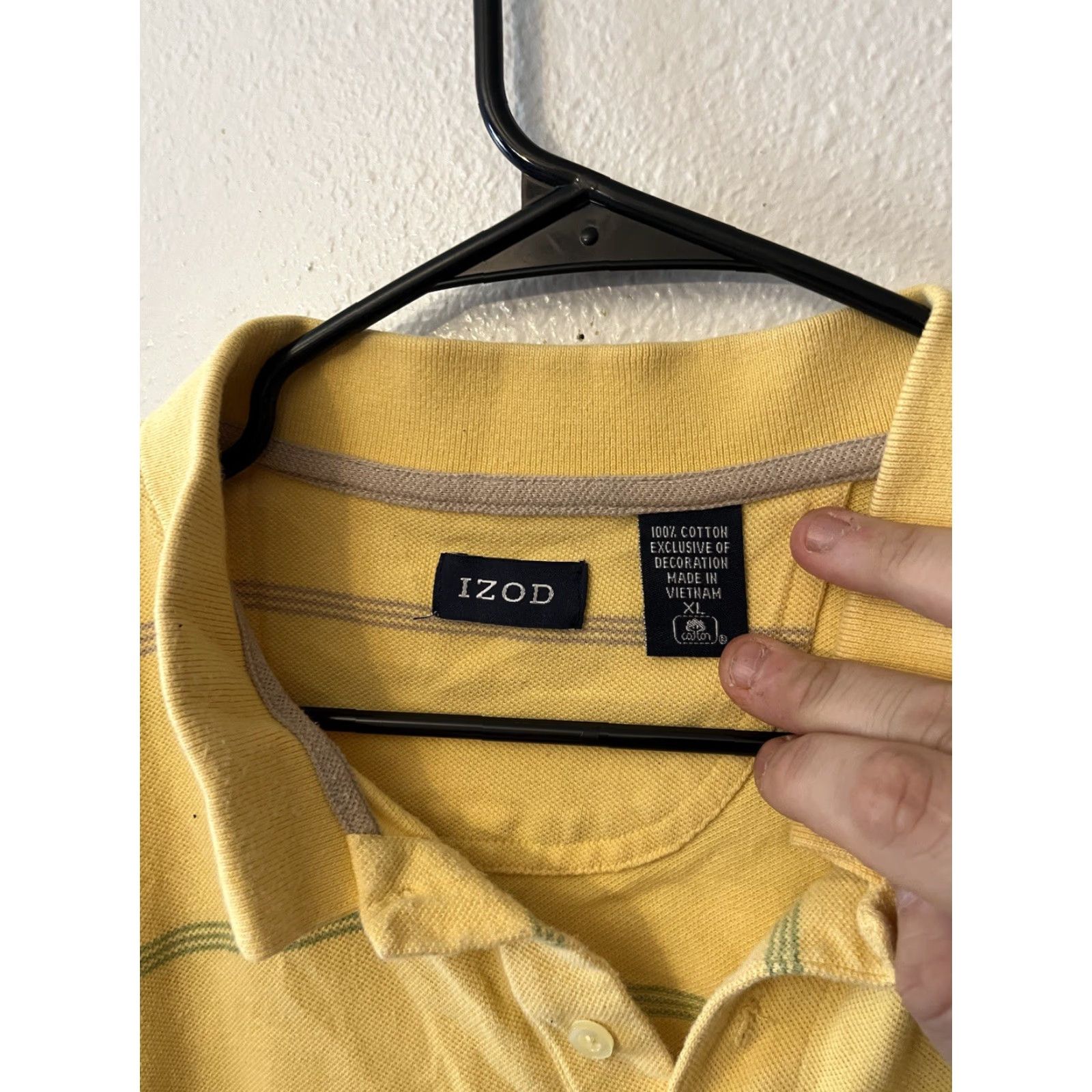 Izod VINTAGE Izod Polo Shirt Mens XL Yellow Striped Cotton Golf Shirt XL Mens Yellow Striped Polo Shirt Size US XL / EU 56 / 4 - 2 Thumbnail