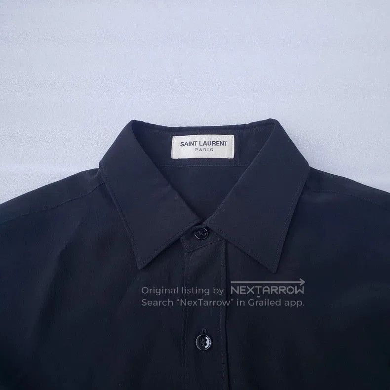 Saint Laurent Paris SAINT LAURENT 14FW Silk Black Shirt. Size US M / EU 48-50 / 2 - 3 Thumbnail