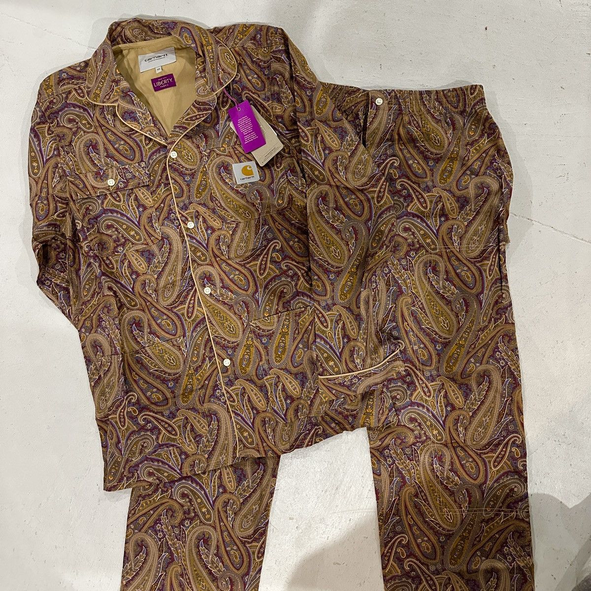 image of Carhartt Wip X Liberty Pajama Set in Purple/Gold, Women's (Size XS)