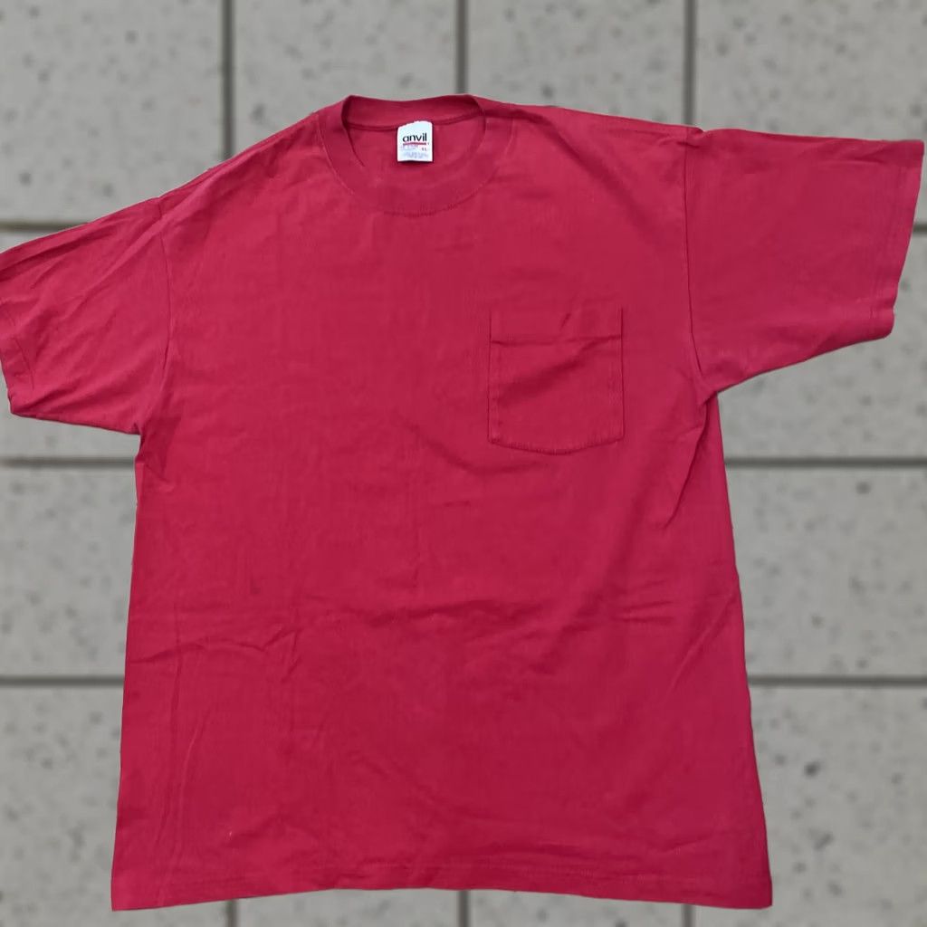 Anvil VINTAGE Anvil T Shirt Men XL Red Pocket Crew Tee 1990s Made USA EUC Size US XL / EU 56 / 4 - 1 Thumbnail