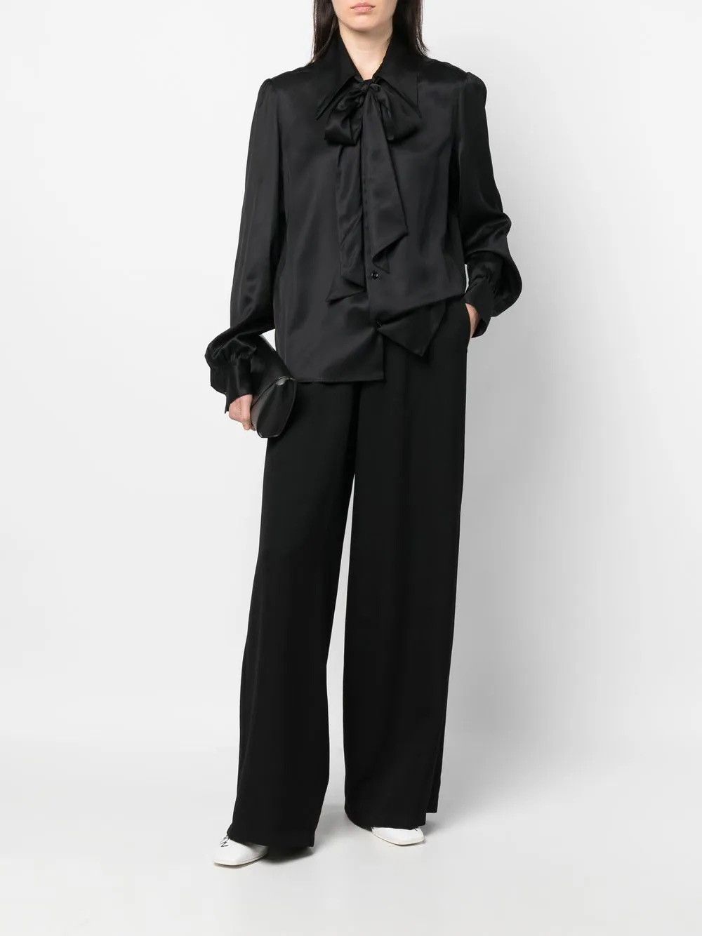 image of Avant Garde x Maison Margiela ds! Ss22 Maison Margiela Bow Black Viscose Shirt, Women's (Size XL)