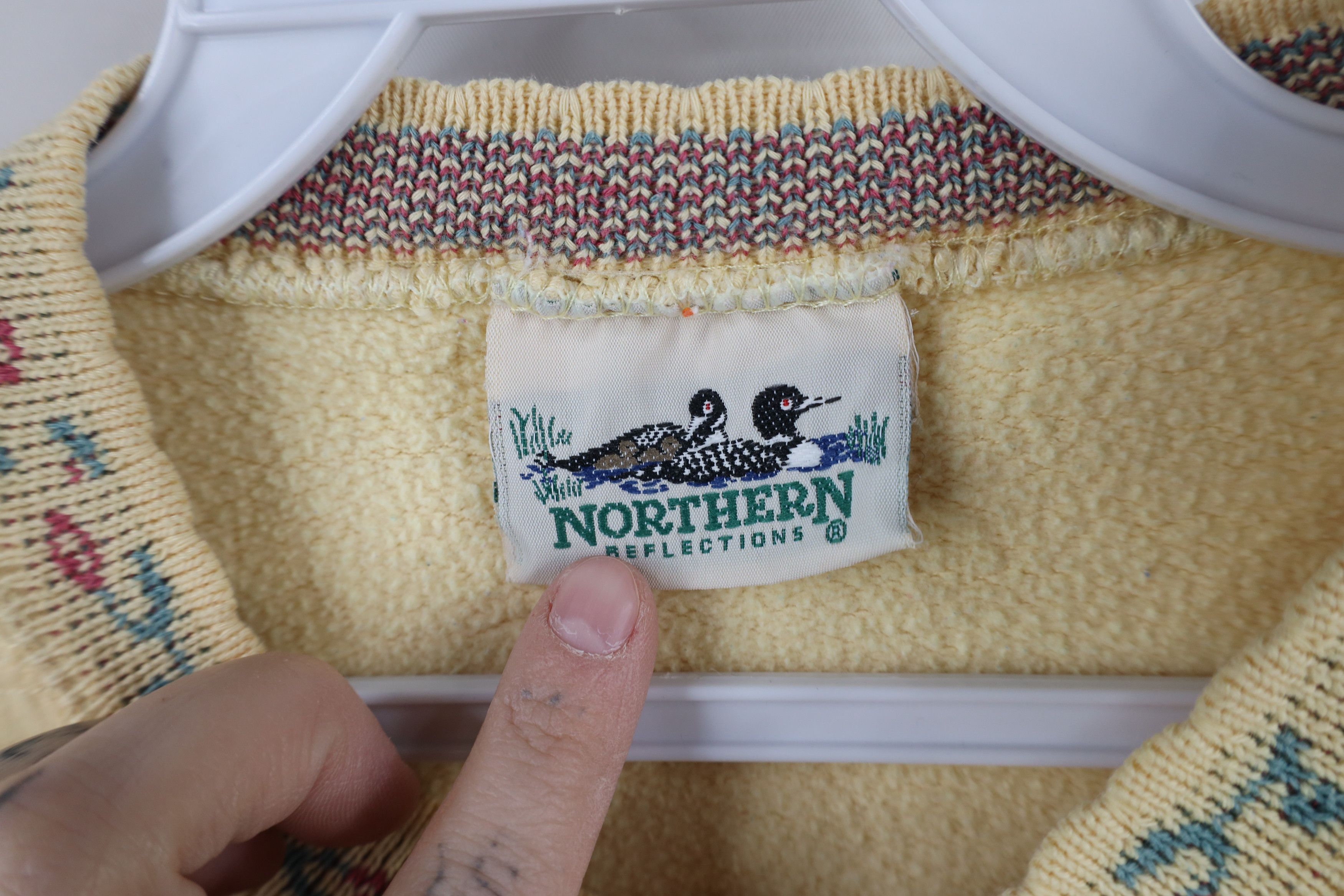 Vintage Vintage 90s Country Primitive Flower Sweatshirt Yellow Size L / US 10 / IT 46 - 7 Thumbnail