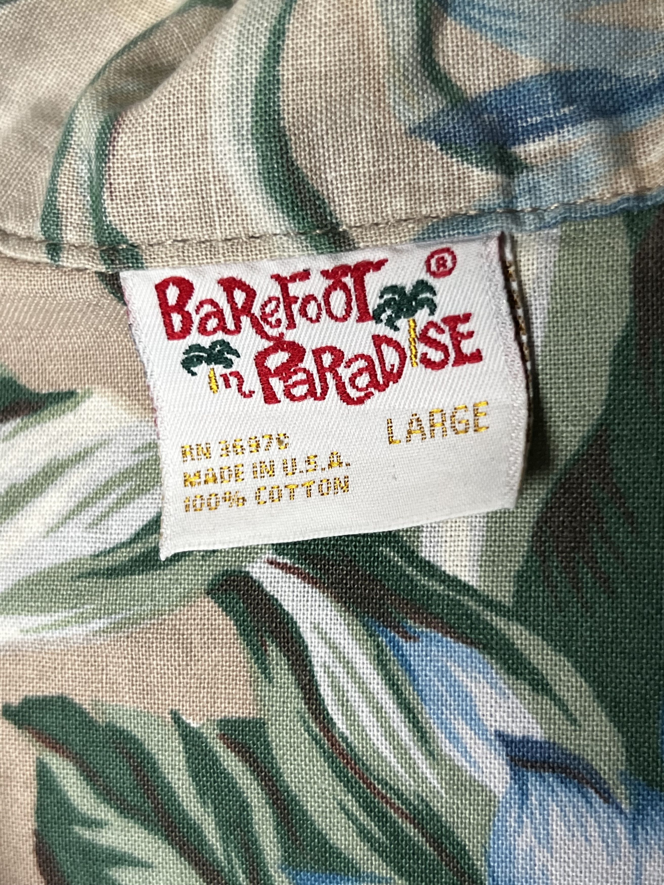 Vintage Vntg 70s Hawaiian Aloha Shirt: Barefoot in Paradise Floral Size US L / EU 52-54 / 3 - 5 Thumbnail