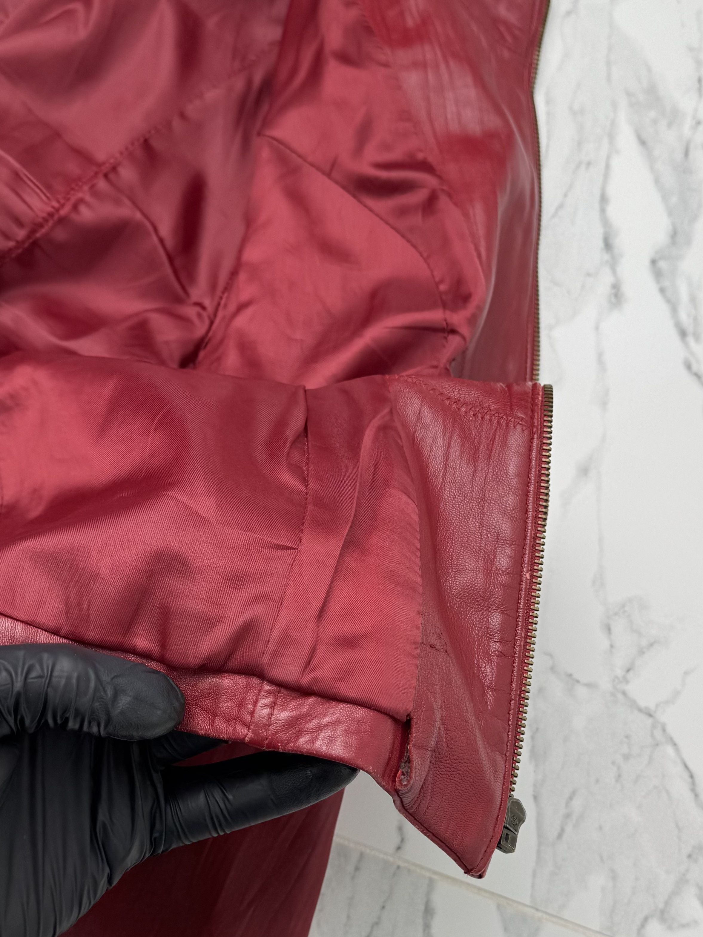 Vintage Women Red Leather Jacket Y2K Vintage Fitted Zip Up Style Size S / US 4 / IT 40 - 14 Thumbnail