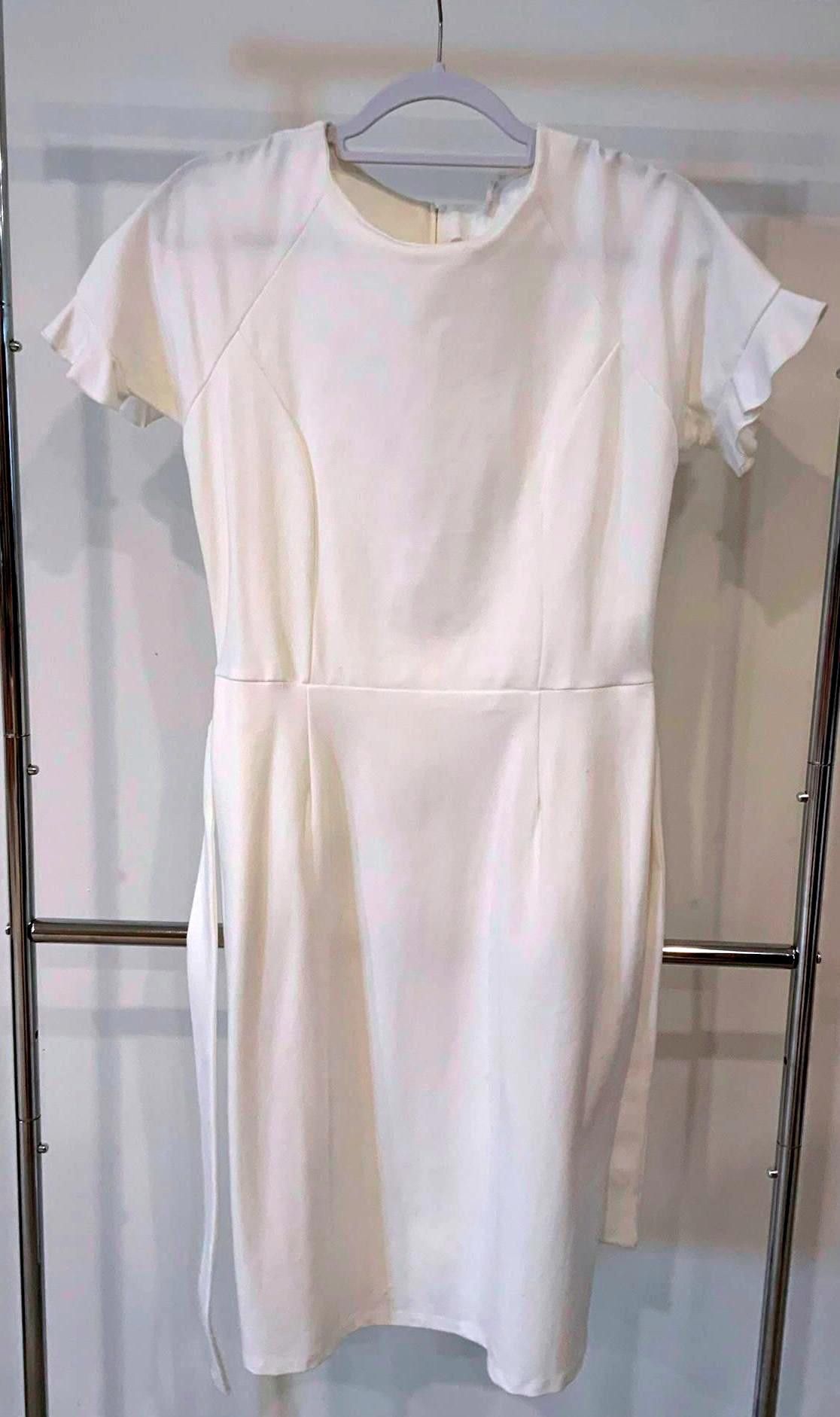 Designer Elegant White Dress by Brigitte Brianna,size L Size L / US 10 / IT 46 - 1 Thumbnail