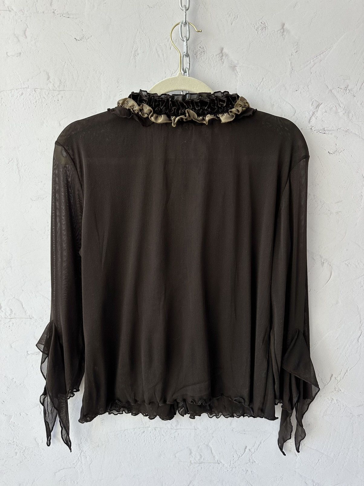 If Six Was Nine Vintage Mesh Brown Blouse Size M / US 6-8 / IT 42-44 - 5 Thumbnail