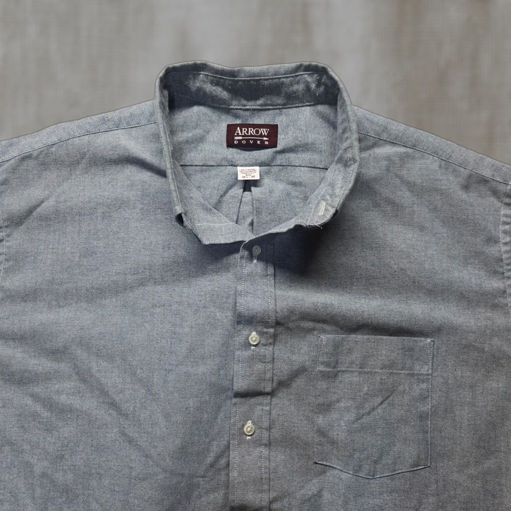 Arrow VINTAGE Arrow Shirt Big & Tall Adult 18.5 Blue Solid Button-Up Wrinkle Resistant Easy Care 35 Regular Mens 18.5 Blue Shirt Size US XXL / EU 58 / 5 - 1 Thumbnail