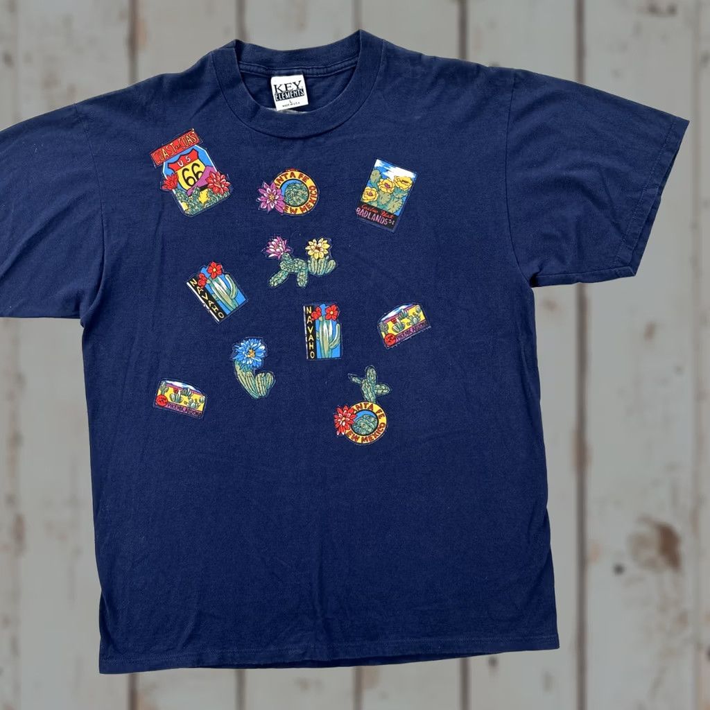 Vintage VINTAGE Key Elements Mens Large Blue T Shirt Embroidered USA 90s Size US L / EU 52-54 / 3 - 1 Thumbnail