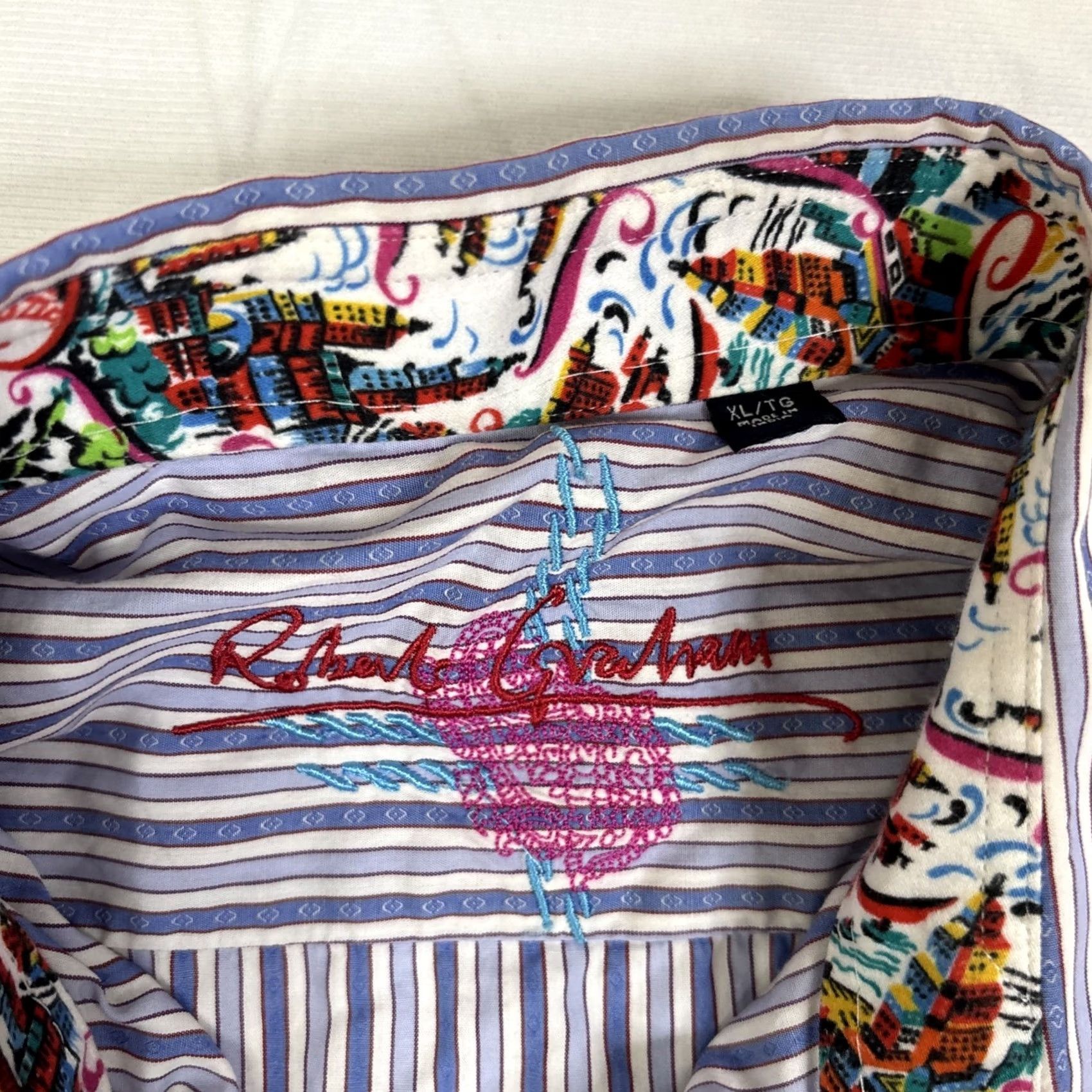 Robert Graham Robert Graham Button-Up Shirt Men’s XL Blue Striped Flip Cuff Shirt Men's XL Blue Striped Flip Cuff Size US XL / EU 56 / 4 - 2 Thumbnail