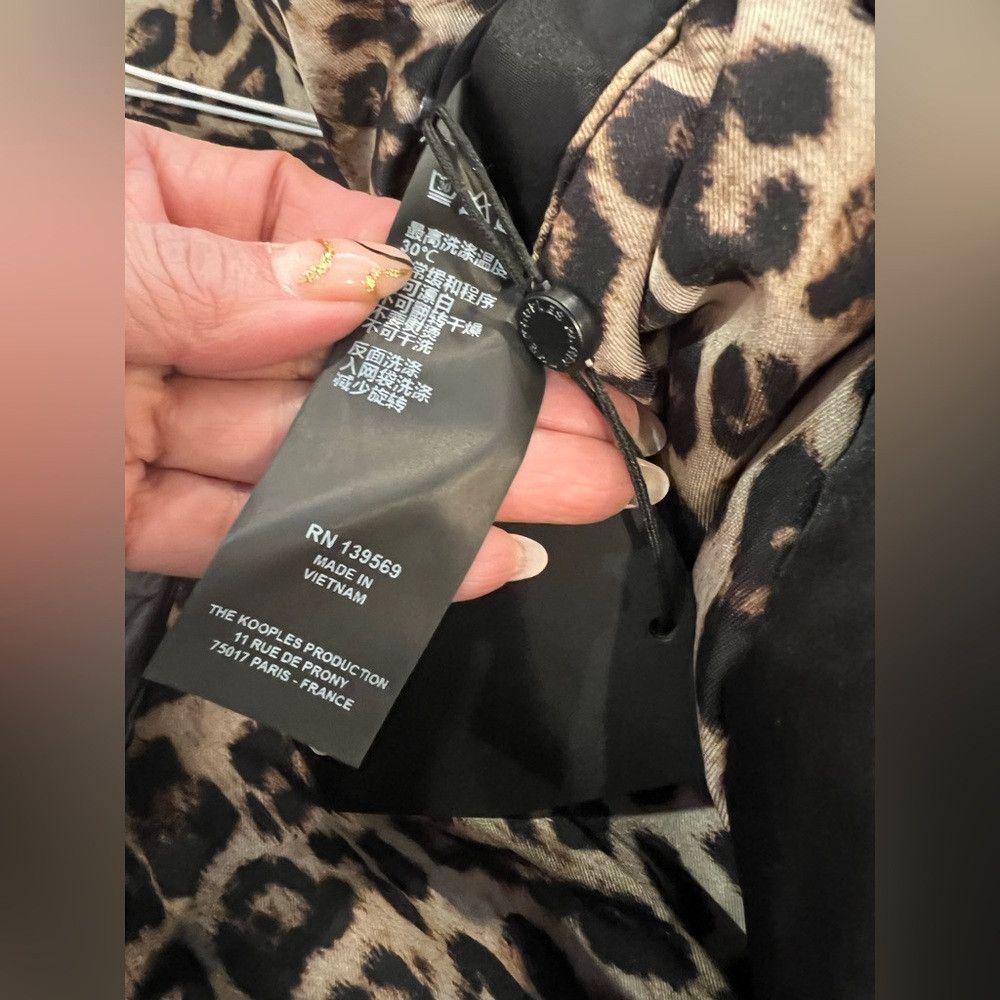 The Kooples The Kooples Black Satin Bomber Jacket Leopard Lining NWT Size XL / US 12-14 / IT 48-50 - 9 Thumbnail