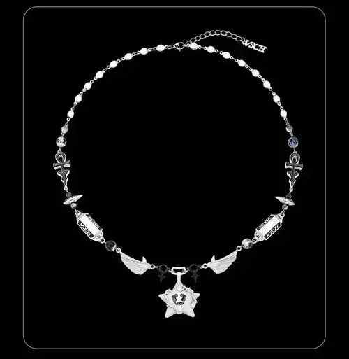 Jewelry Wings Stitching Star Necklace in Silver, Men's