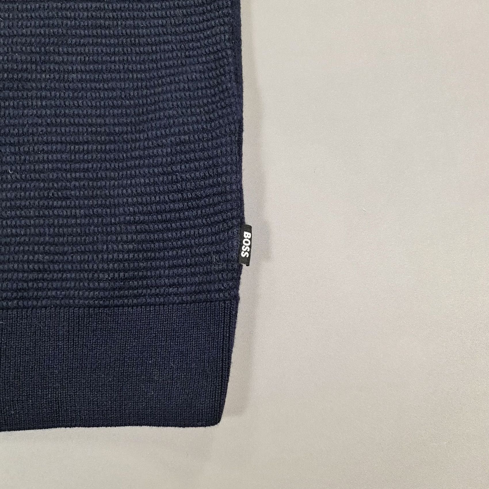 Hugo Boss HUGO BOSS Jumper Navy Blue Medium Slim Wool 1/4 Zip Pullover Mens Regular Knit Mock Neck Long Sleeve Size US M / EU 48-50 / 2 - 5 Thumbnail