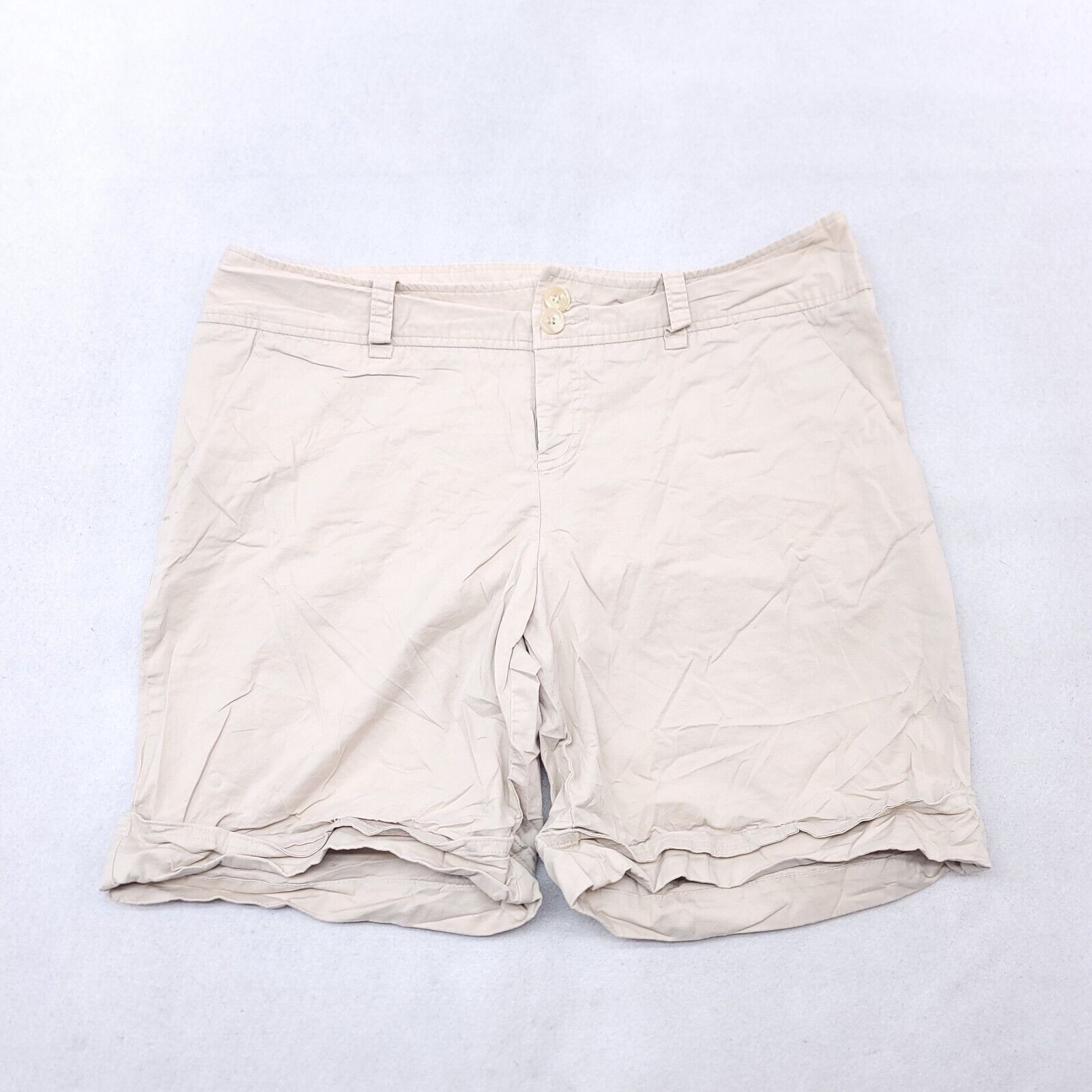 Mossimo Mossimo Button Zip Casual Chino Shorts Womens Size 14 Beige Size 36" / US 14 / IT 50 - 1 Thumbnail