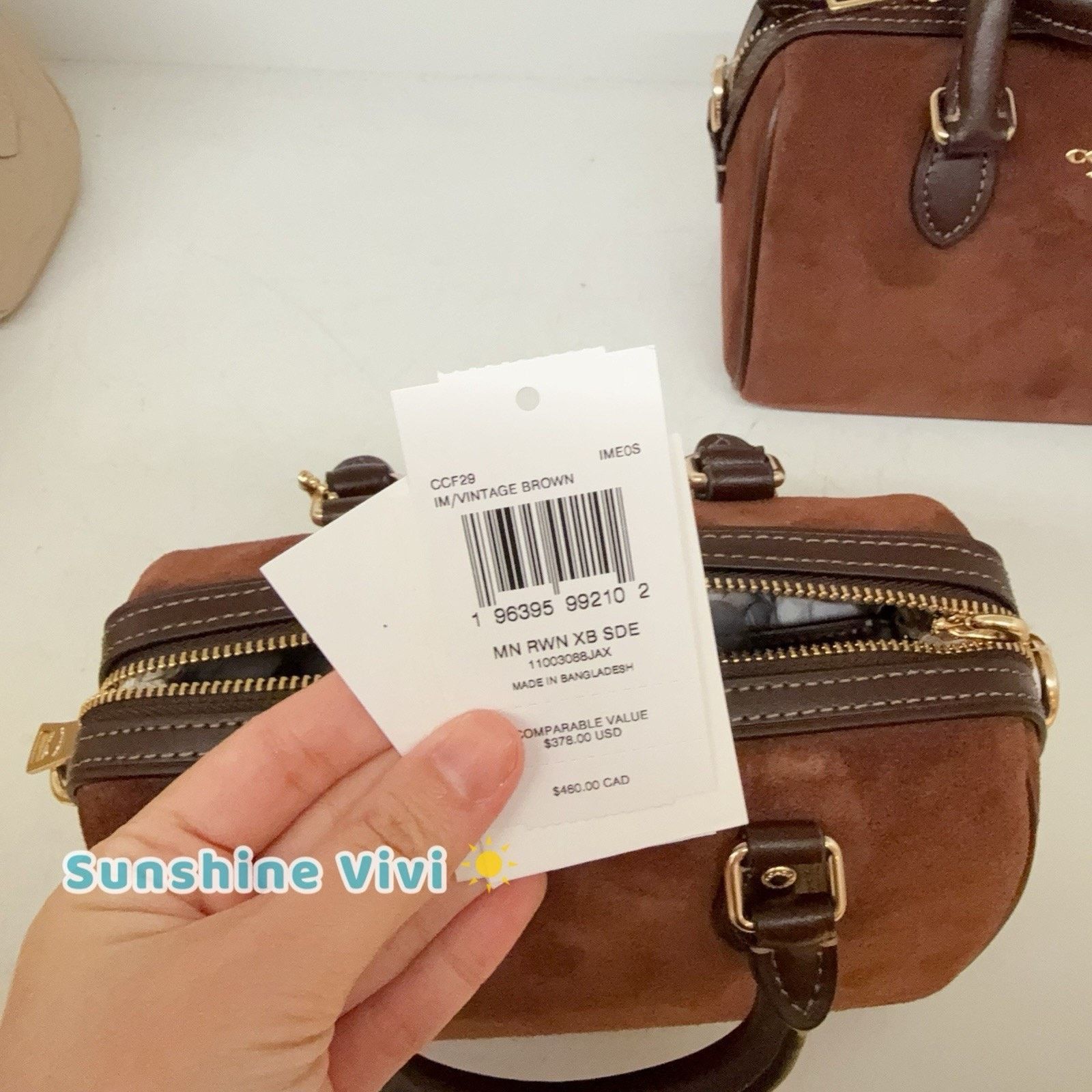 Coach NWT Coach Mini Rowan Crossbody Bag CCF29 suede Vintage Brown Size ONE SIZE - 6 Thumbnail