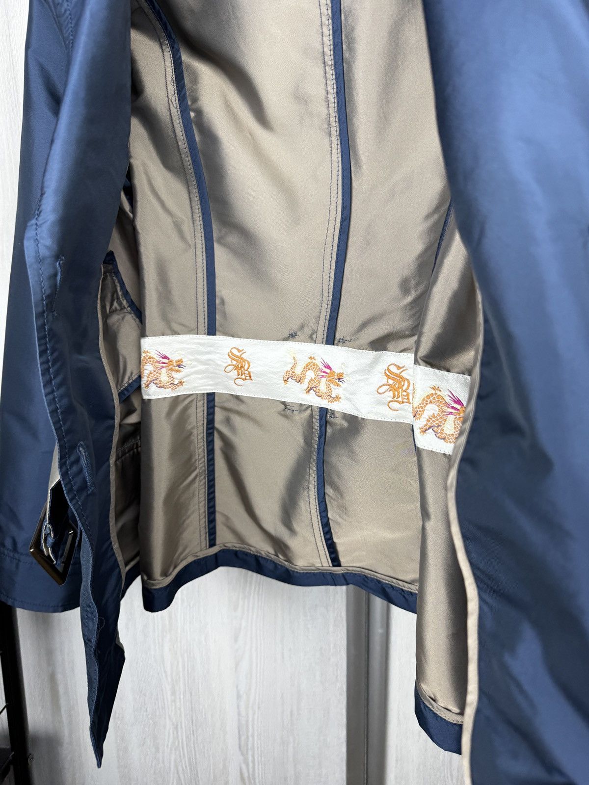 Bogner Sonia Bogner Shimmer Blue belted jacket coat chinese sz 10 Size L / US 10 / IT 46 - 12 Thumbnail