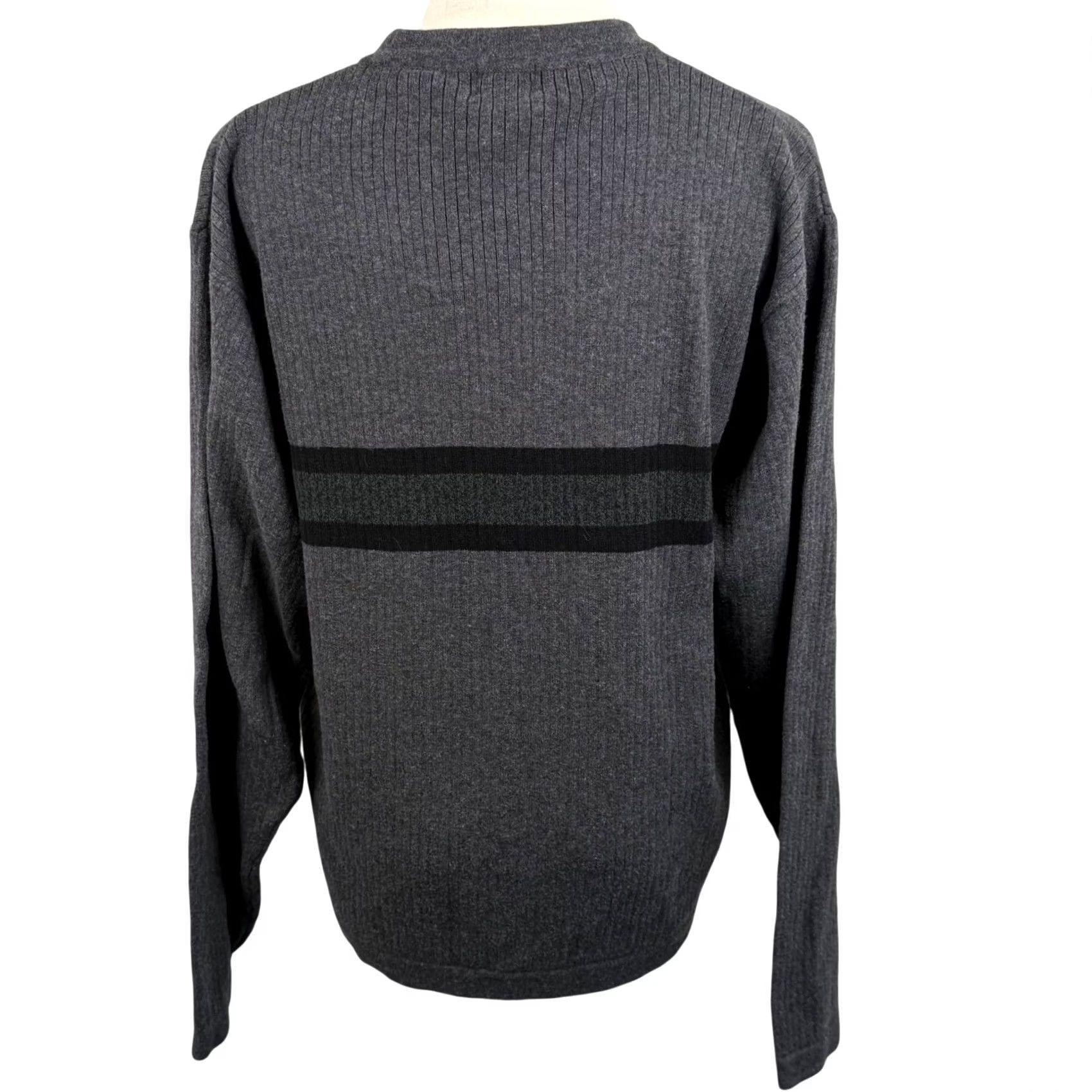 Dockers Dockers Sweater Mens L Grey Ribbed Knit Cotton Stripe Crew Neck Pullover 90s Y2K Size US L / EU 52-54 / 3 - 2 Thumbnail
