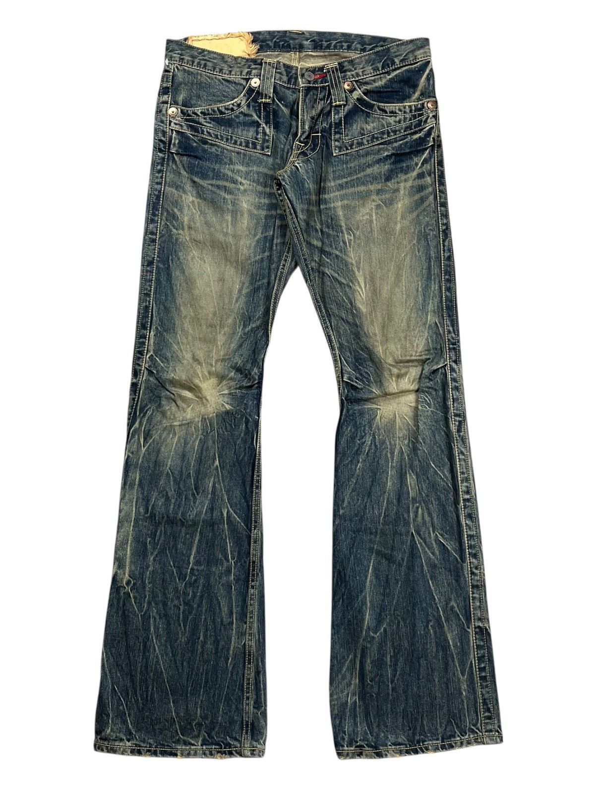 If Six Was Nine 2000s Blue Way - Mud Wash Flared Denim Size US 30 / EU 46 - 1 Thumbnail