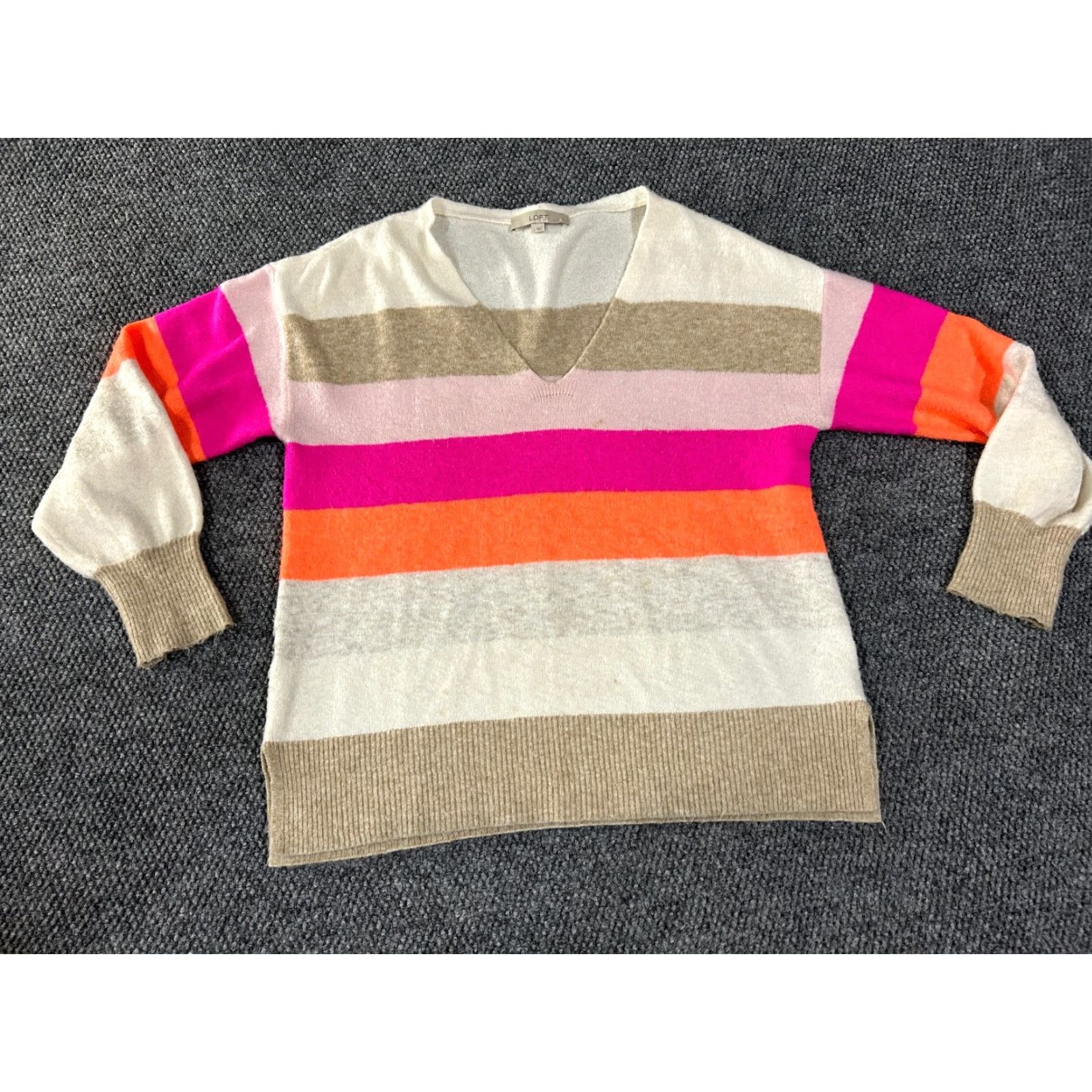 Loft LOFT Sweater Womens L Multicolor Stripe Crew Neck Long Sleeve Pullover Knit Size L / US 10 / IT 46 - 2 Thumbnail