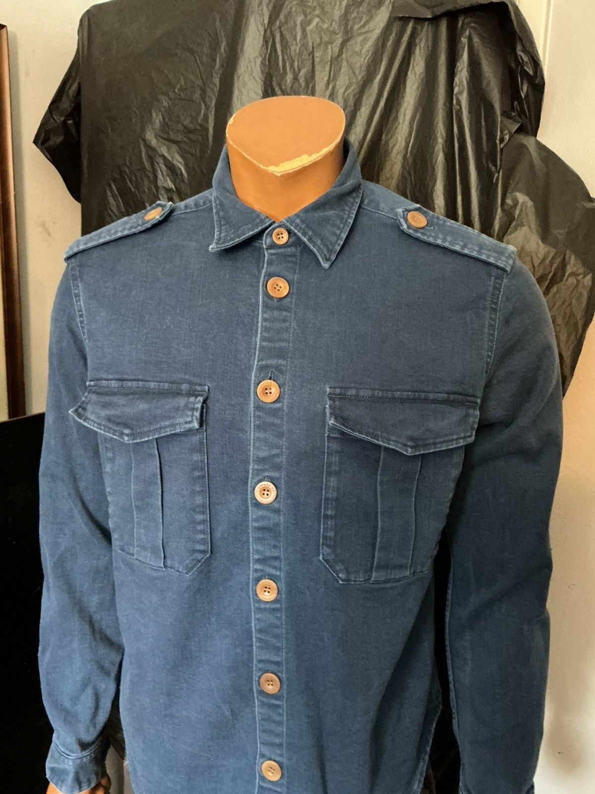 Other Vintage 55 Blue Military Officers Field L/S Shacket Shirt Size US S / EU 44-46 / 1 - 9 Thumbnail