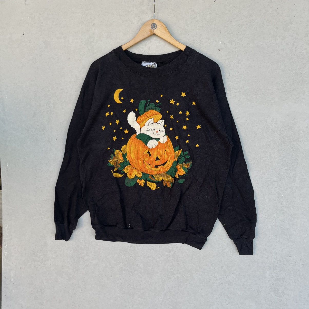 Other Vintage Black Halloween Cat With Pumpkin Design Size L Size L / US 10 / IT 46 - 2 Thumbnail