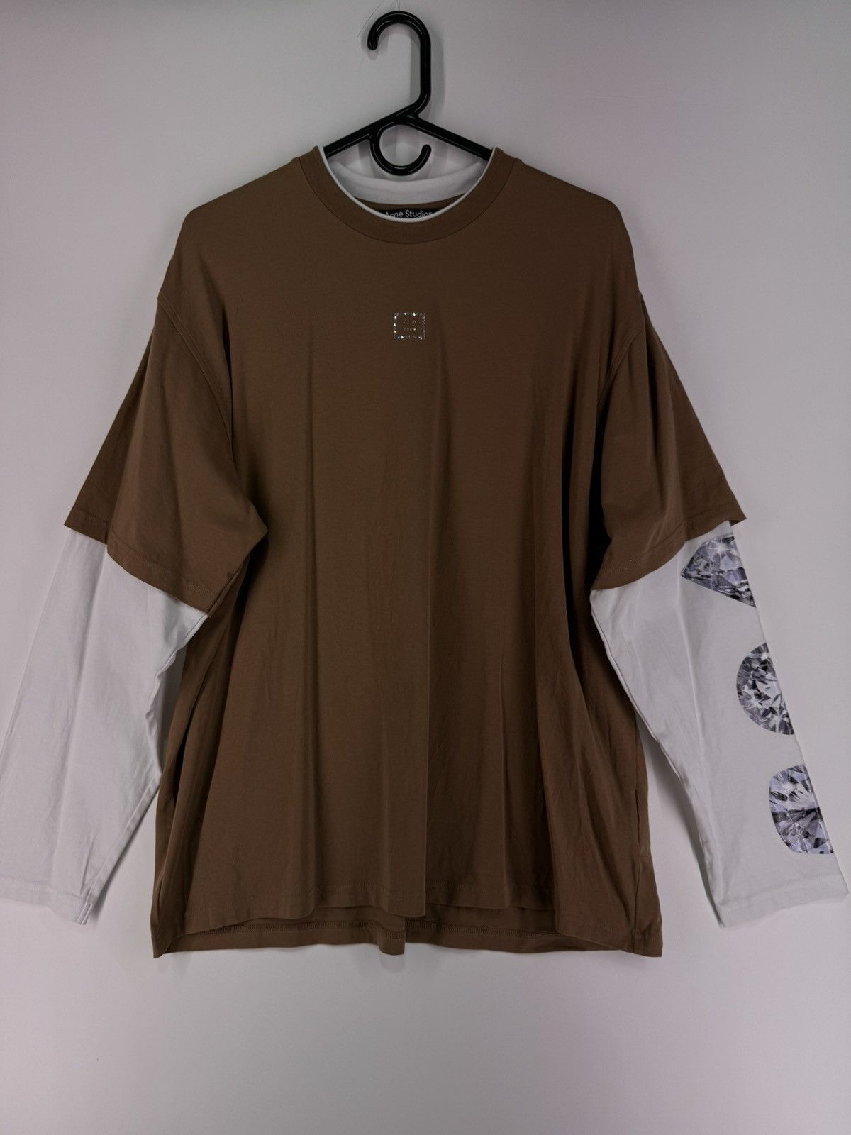 Acne Studios Acne Studios Brown Layered Diamonds Long-sleeve Tee Size US S / EU 44-46 / 1 - 1 Thumbnail