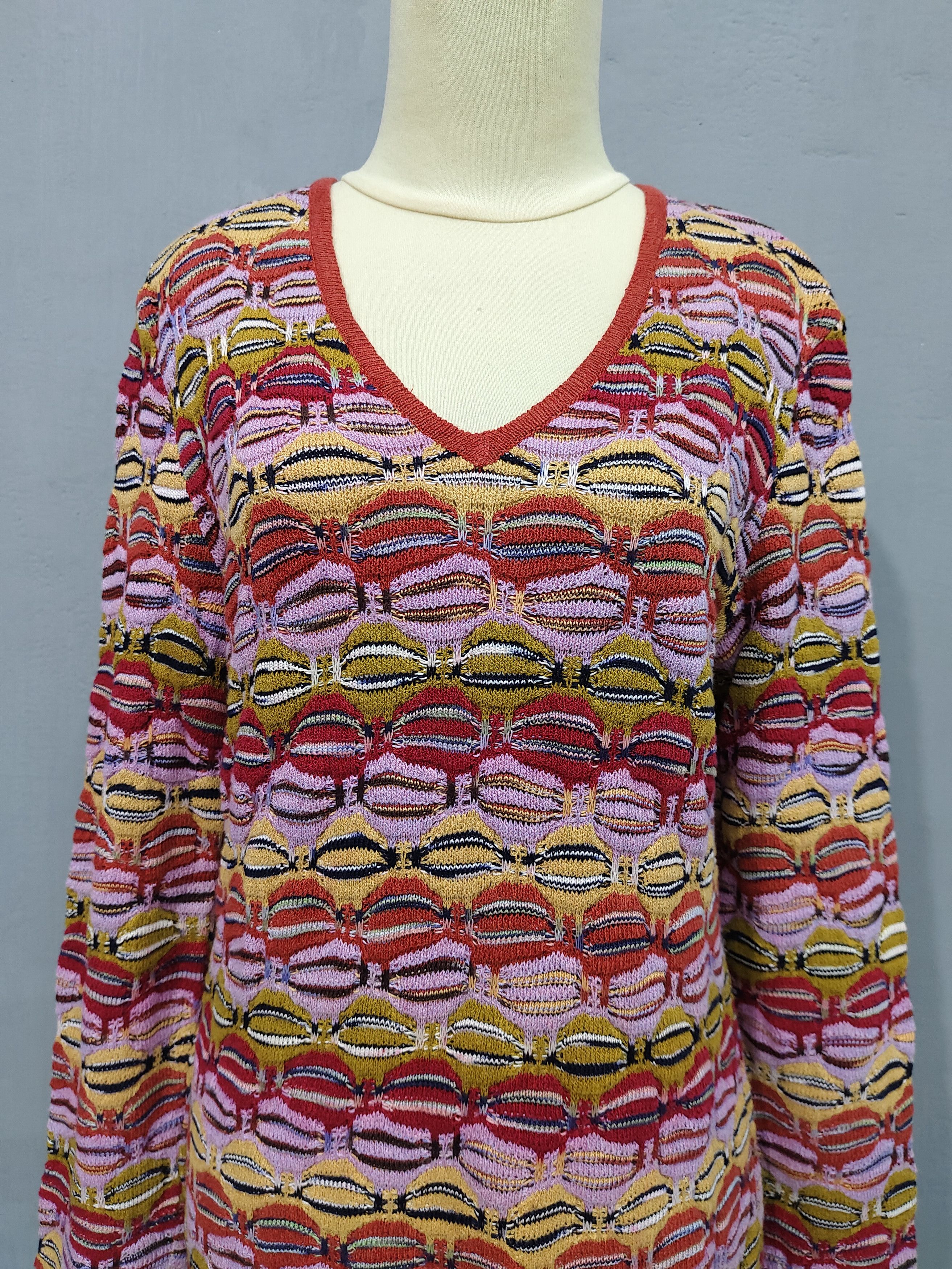 Missoni 90s Missoni 🔥 Jacquard Pattern Knitted Sweater Size M / US 6-8 / IT 42-44 - 2 Thumbnail
