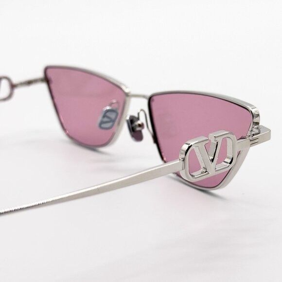 Valentino NEW VALENTINO SUNGLASSES VLS-135C SILVER/PINK WOMEN CAT EYE Size ONE SIZE - 6 Thumbnail