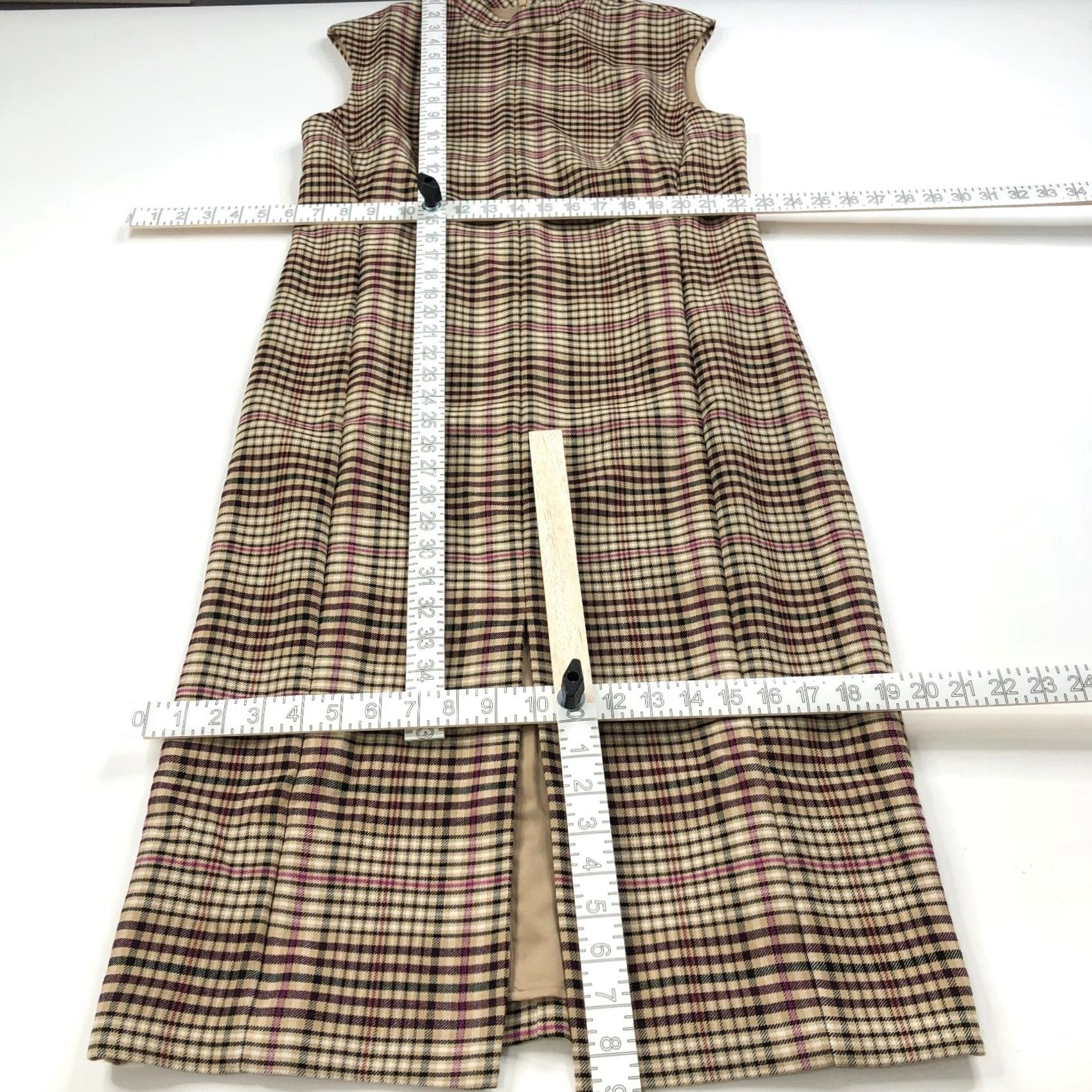 Vintage Ann Taylor Dress Pencil Beige Mock Neck Midi 6 Women Sleeveless Plaid Casual Vintage Not Applicable Size M / US 6-8 / IT 42-44 - 4 Thumbnail