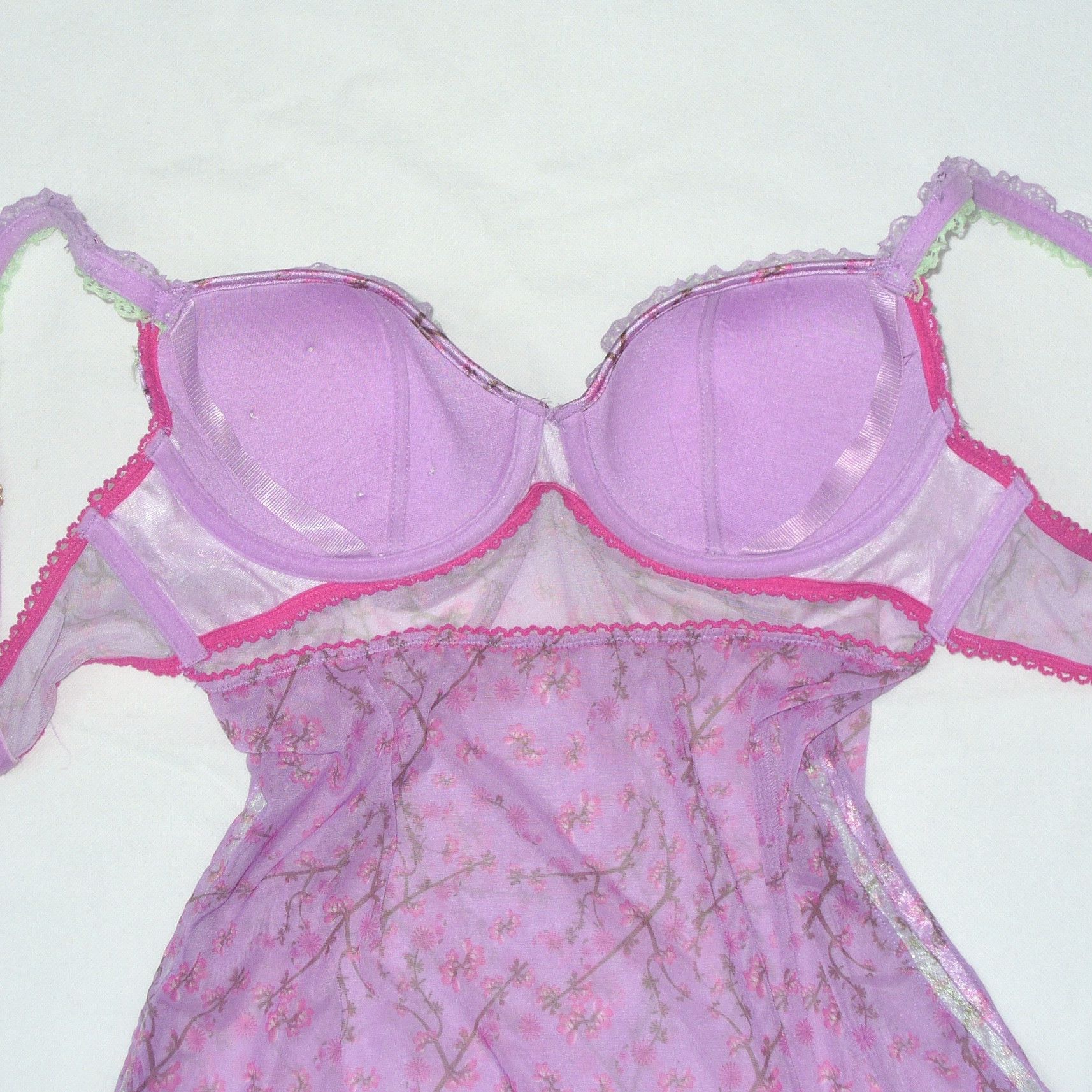 Other French vintage purple floral corset (US 36B) Size M / US 6-8 / IT 42-44 - 5 Thumbnail