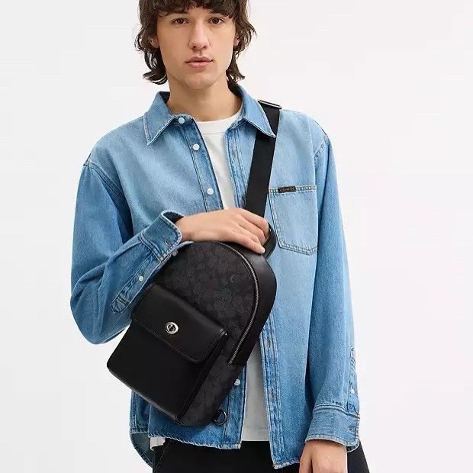 Coach NWT Coach Turnlock Sling Pack CAJ92 Gunmetal/Charcoal/Black Size ONE SIZE - 6 Thumbnail