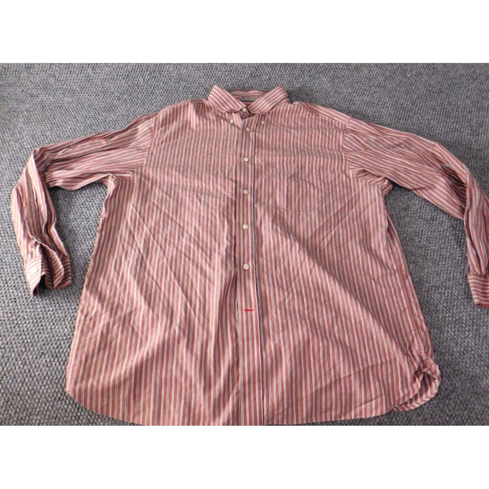 Cremieux Daniel Cremieux Shirt Button-Up XL Red Striped Knit Cotton Regular Mens Size US XL / EU 56 / 4 - 4 Thumbnail