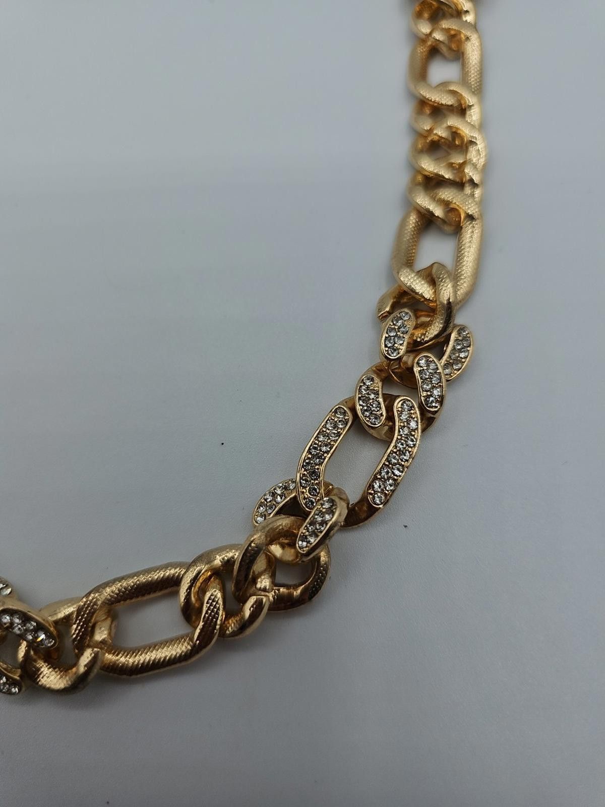 The Unbranded Brand Textured chain necklace with clear rhinestone inlay pave 16" Size ONE SIZE - 5 Thumbnail