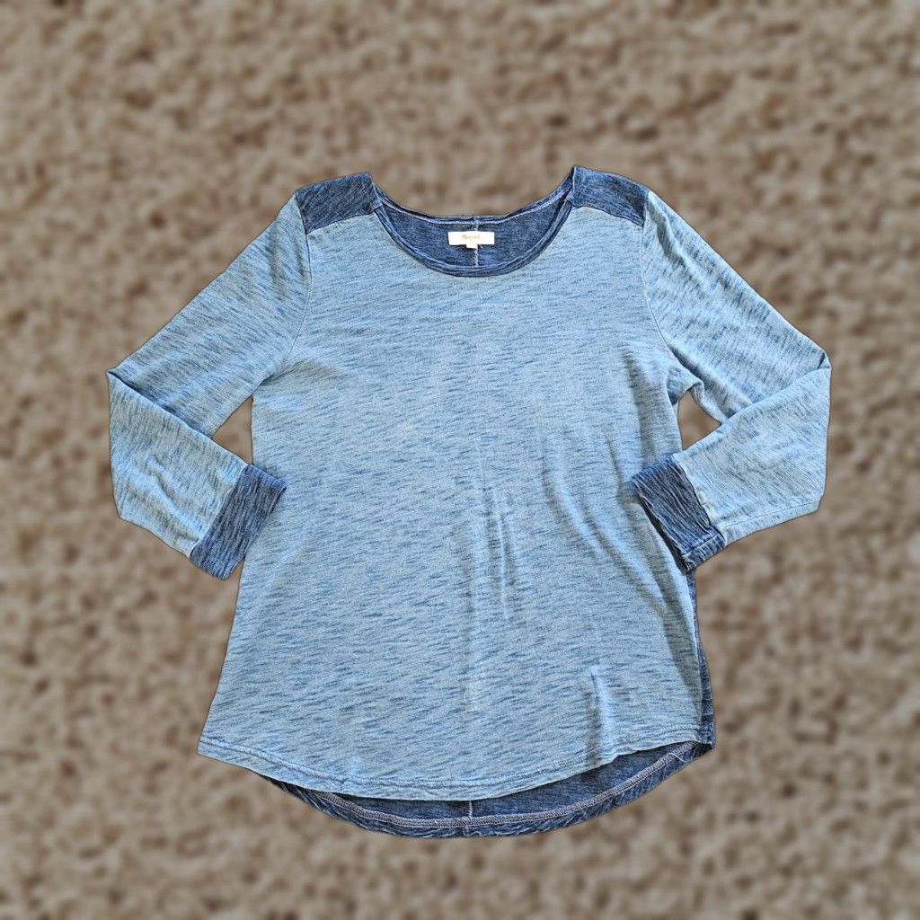 Madewell Madewell Shirt Womens Large Blue Long Sleeve Colorblock Knit Basic Size L / US 10 / IT 46 - 1 Thumbnail