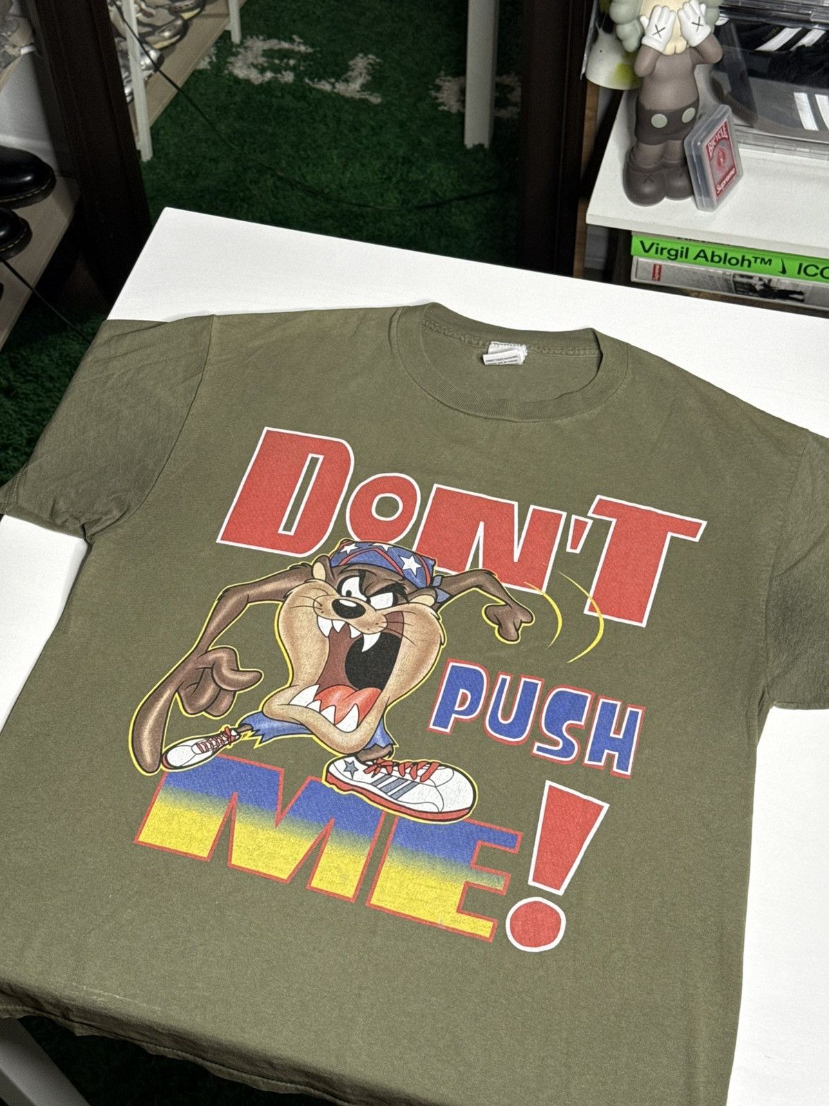 Vintage VINTAGE 2001 Tazmanian Devil Don't Push Me “Olive” [XL] PO Size US XL / EU 56 / 4 - 1 Thumbnail