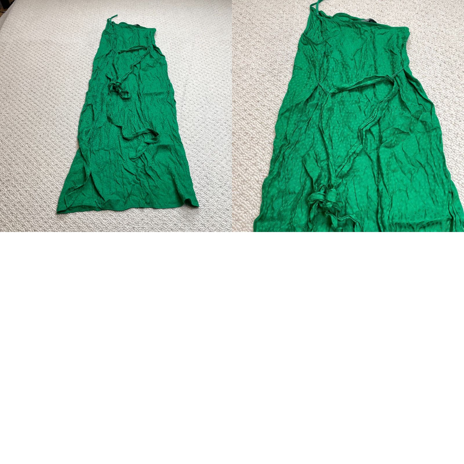 Bcbgmaxazria VINTAGE BCBGMAXAZRIA Maxi Dress Womens XS Green Asymetric Sleeve Long Belted Tie Ladies Size XS / US 0-2 / IT 36-38 - 8 Thumbnail