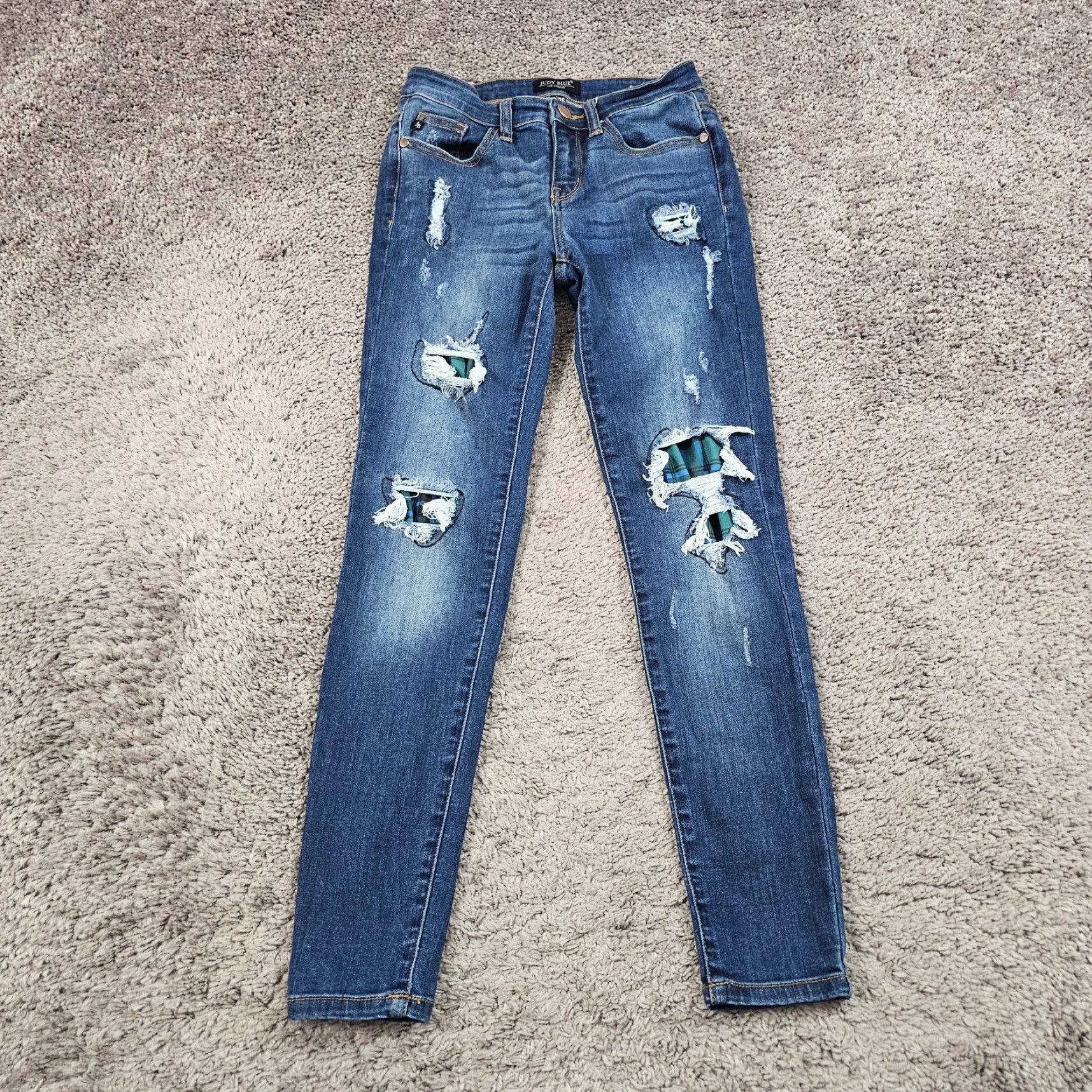 Vintage Judy Blue Jeans Women's Skinny Low Rise Stretch Dark Wash Distressed Size 26 23x28 Size 26" / US 2 / IT 38 - 2 Thumbnail